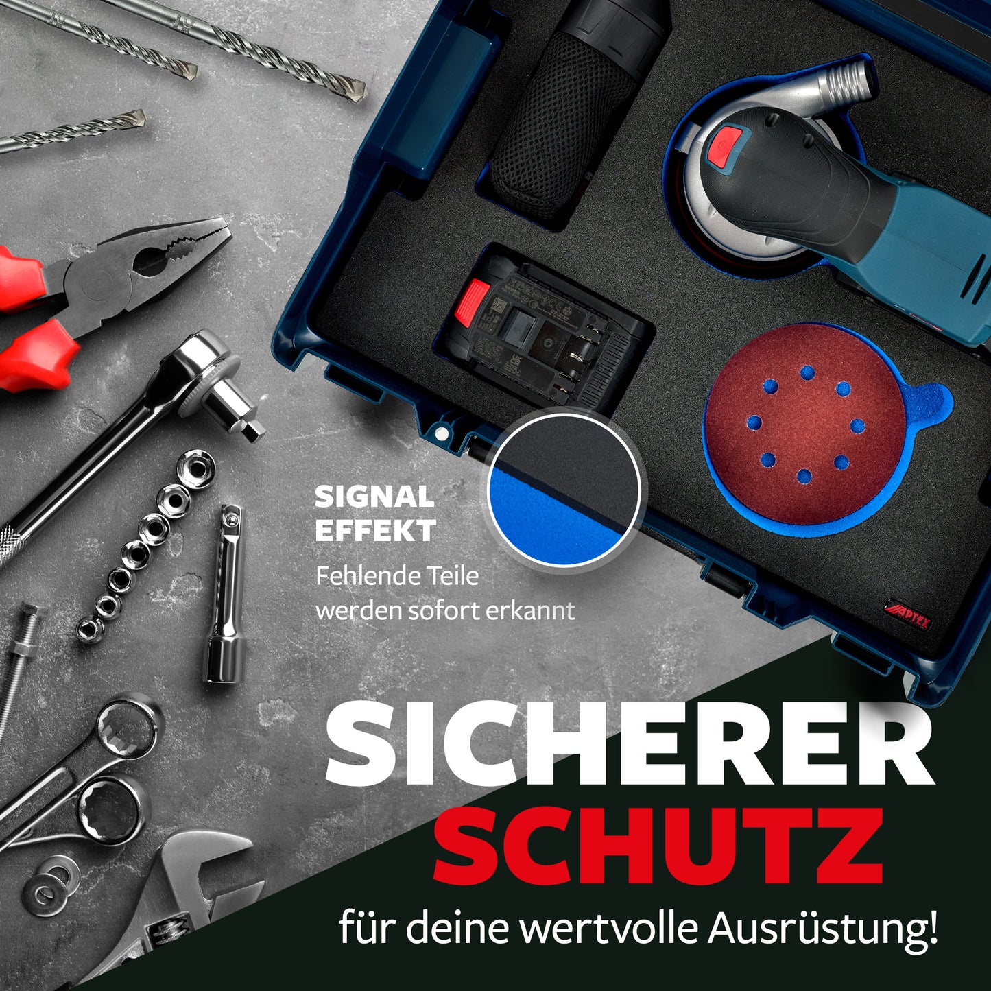 Schaumeinlage für Bosch Akku-Exzenterschleifer GEX 18V-125 für neue Bosch L-Boxx 136.