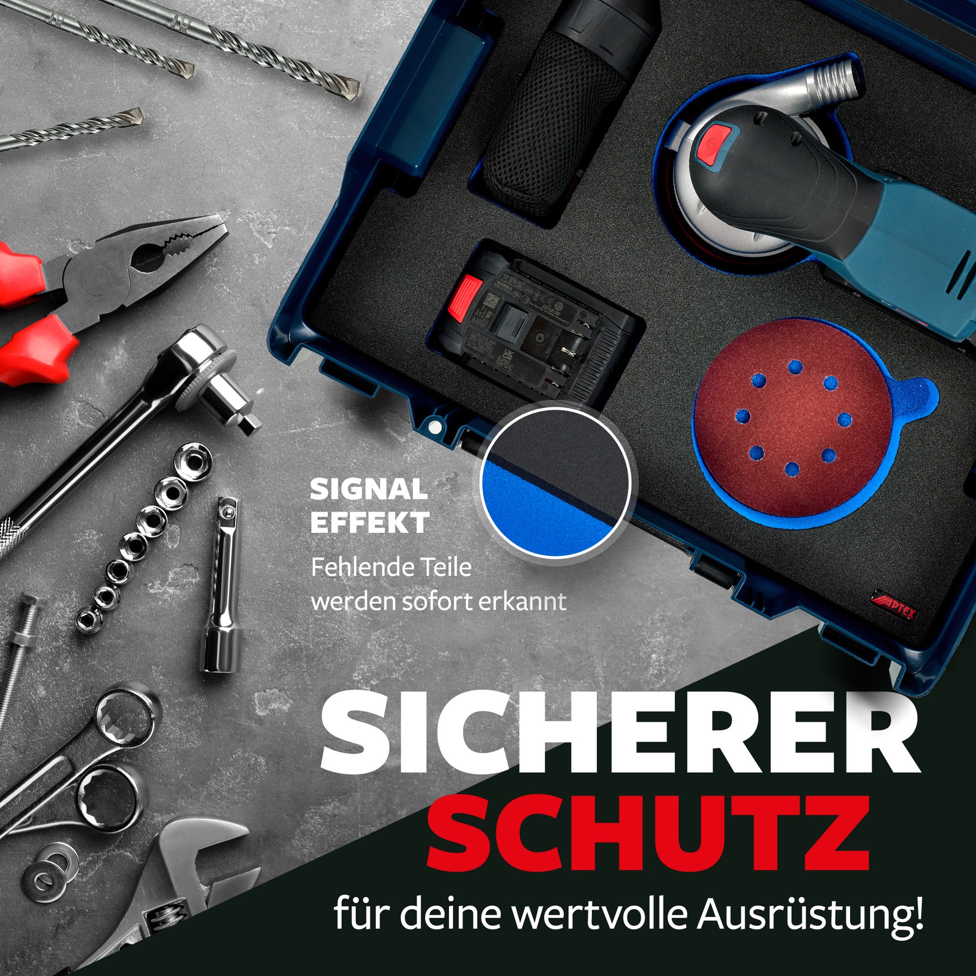 Schaumeinlage für Bosch Akku-Exzenterschleifer GEX 18V-125 für neue Bosch L-Boxx 136.