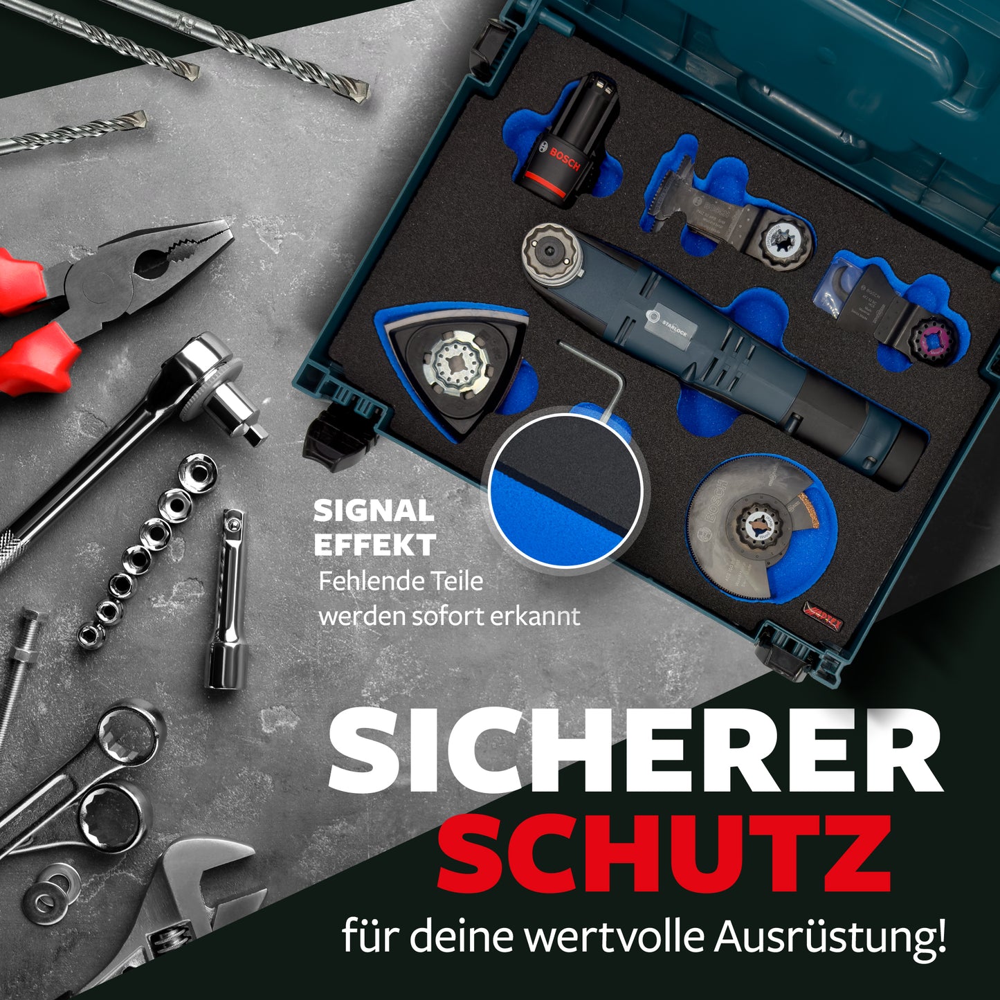 APTEX Bosch GOP 12V-28 Einlage für MakPac Gr. 2 – Multitool Schaumeinlage - Made in Germany