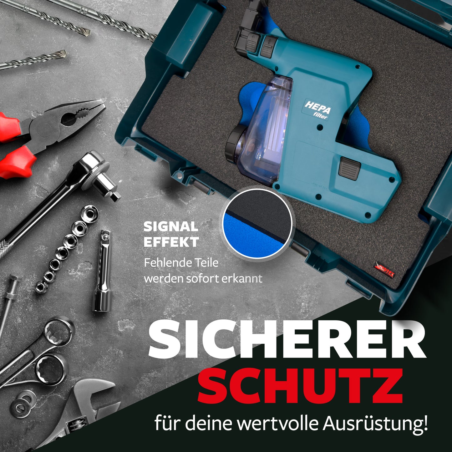 APTEX Makita DX 07 Einlage für Bosch L-Boxx 136 – Staubabsaugung Schaumeinlage – Made in Germany