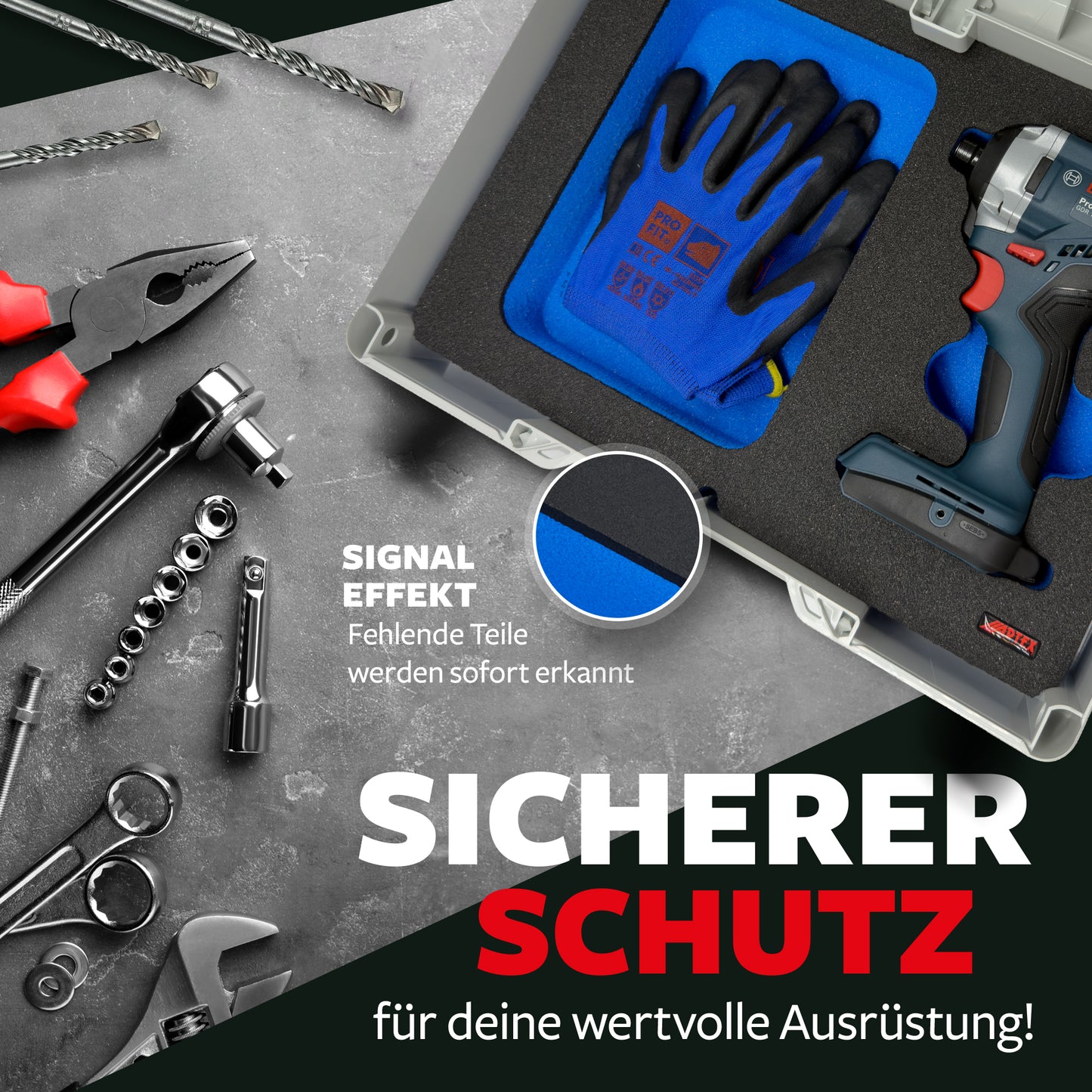APTEX Bosch GDR 18V-215 Einlage für Tanos Systainer³ M – Schlagschrauber Schaumeinlage – Made in Germany
