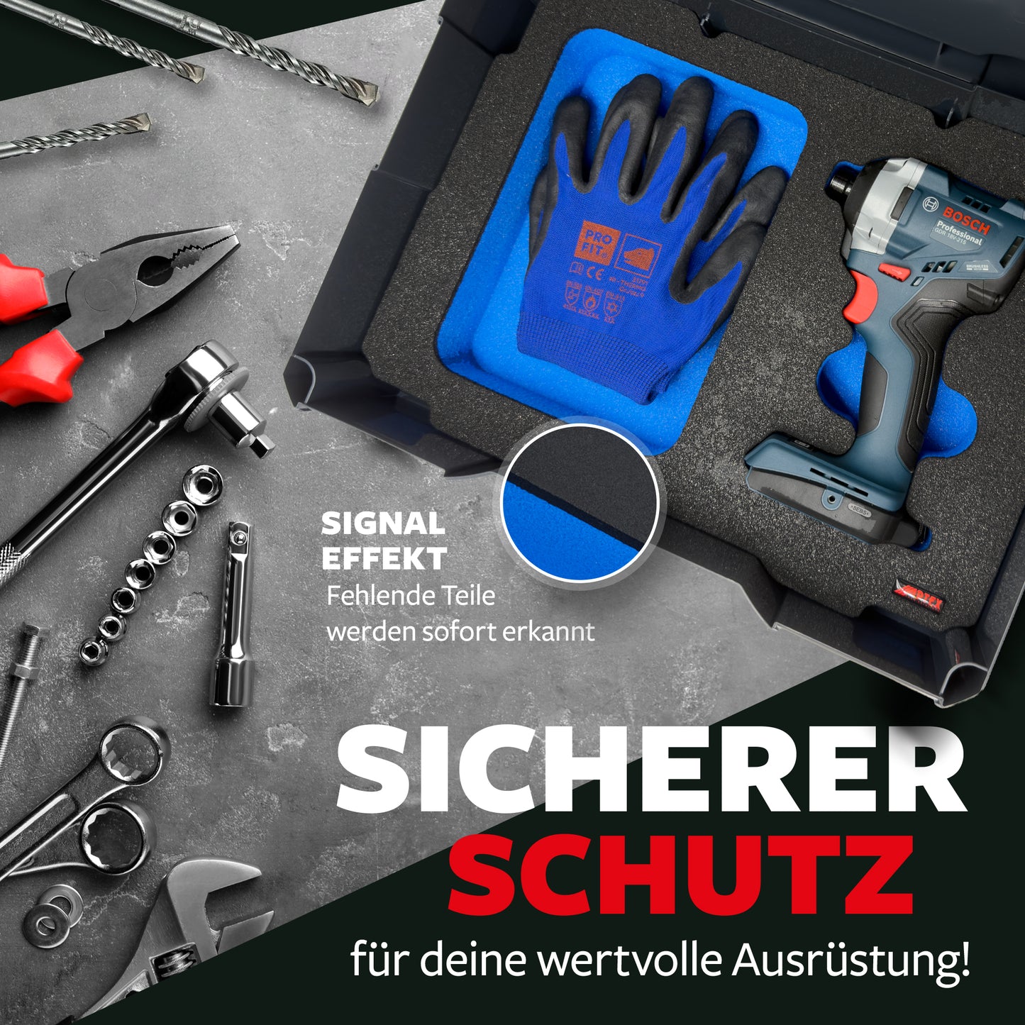 APTEX Bosch GDR 18V-215 Einlage für Tanos Systainer T-Loc – Schlagschrauber Schaumeinlage – Made in Germany