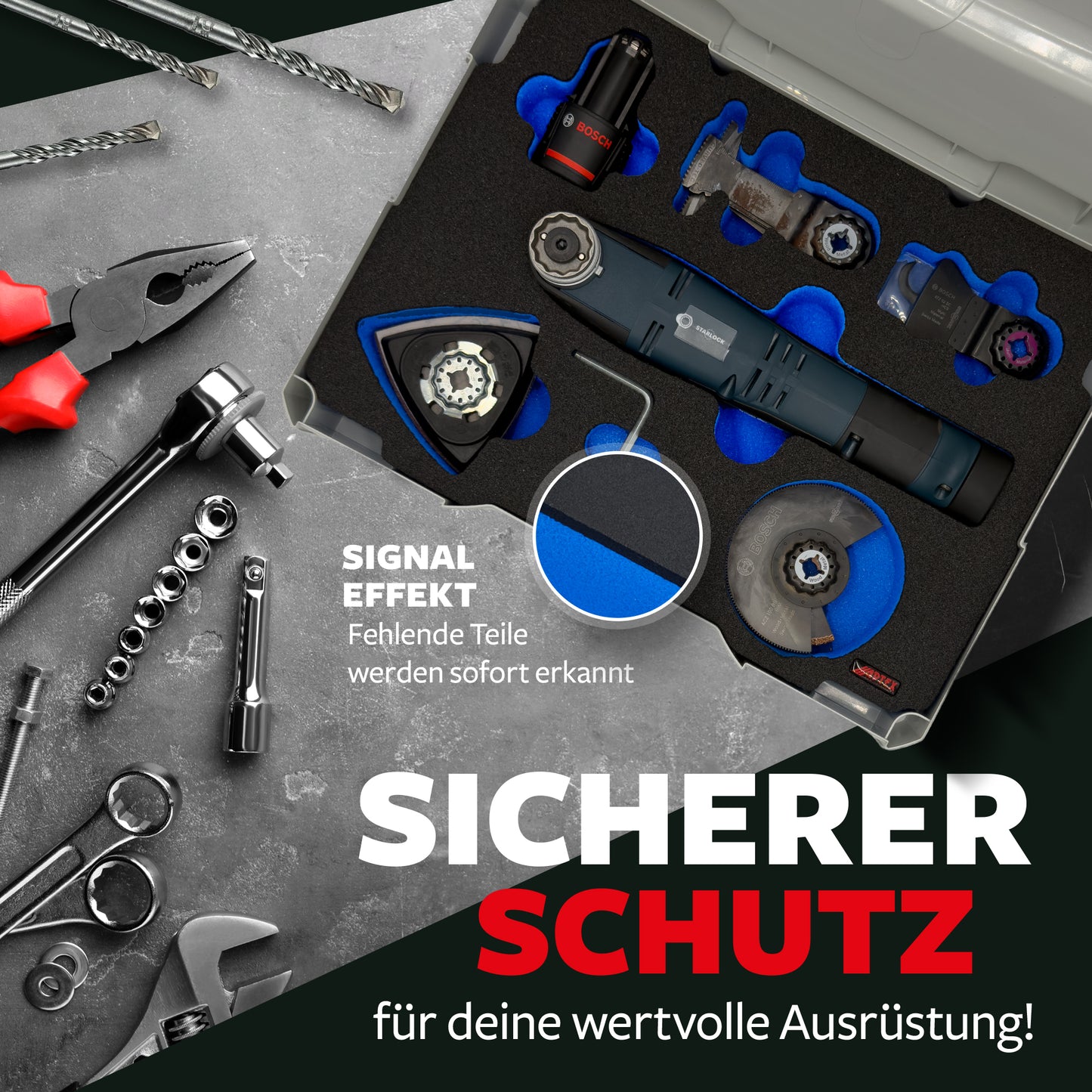 APTEX Bosch GOP 12V-28 Einlage für Systainer T-Loc 2 – Multitool Schaumeinlage - Made in Germany
