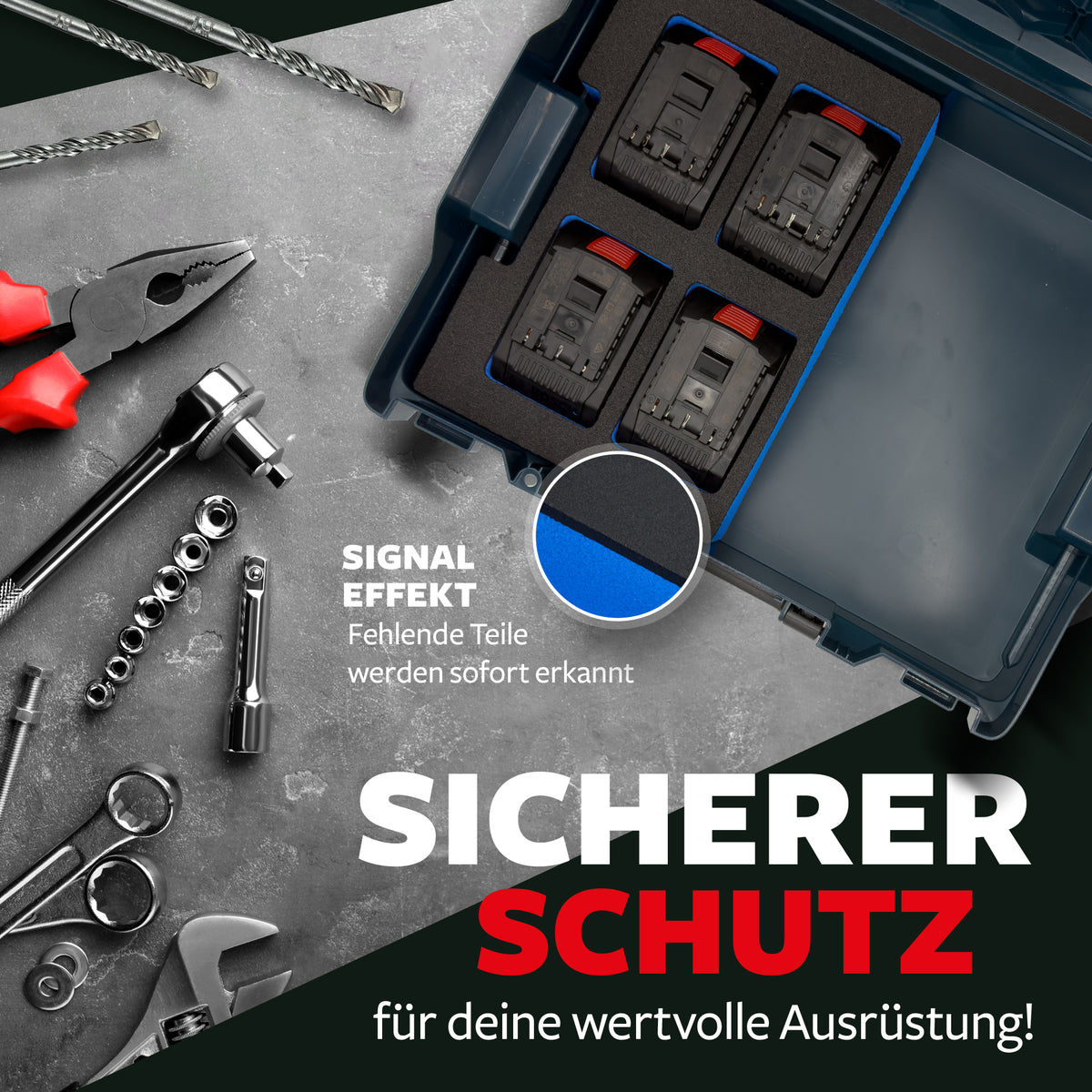 APTEX Bosch Akkus 18V ProCore 5.5Ah-12Ah Einlage für Bosch L-Boxx – Schaumeinlage – Made in Germany