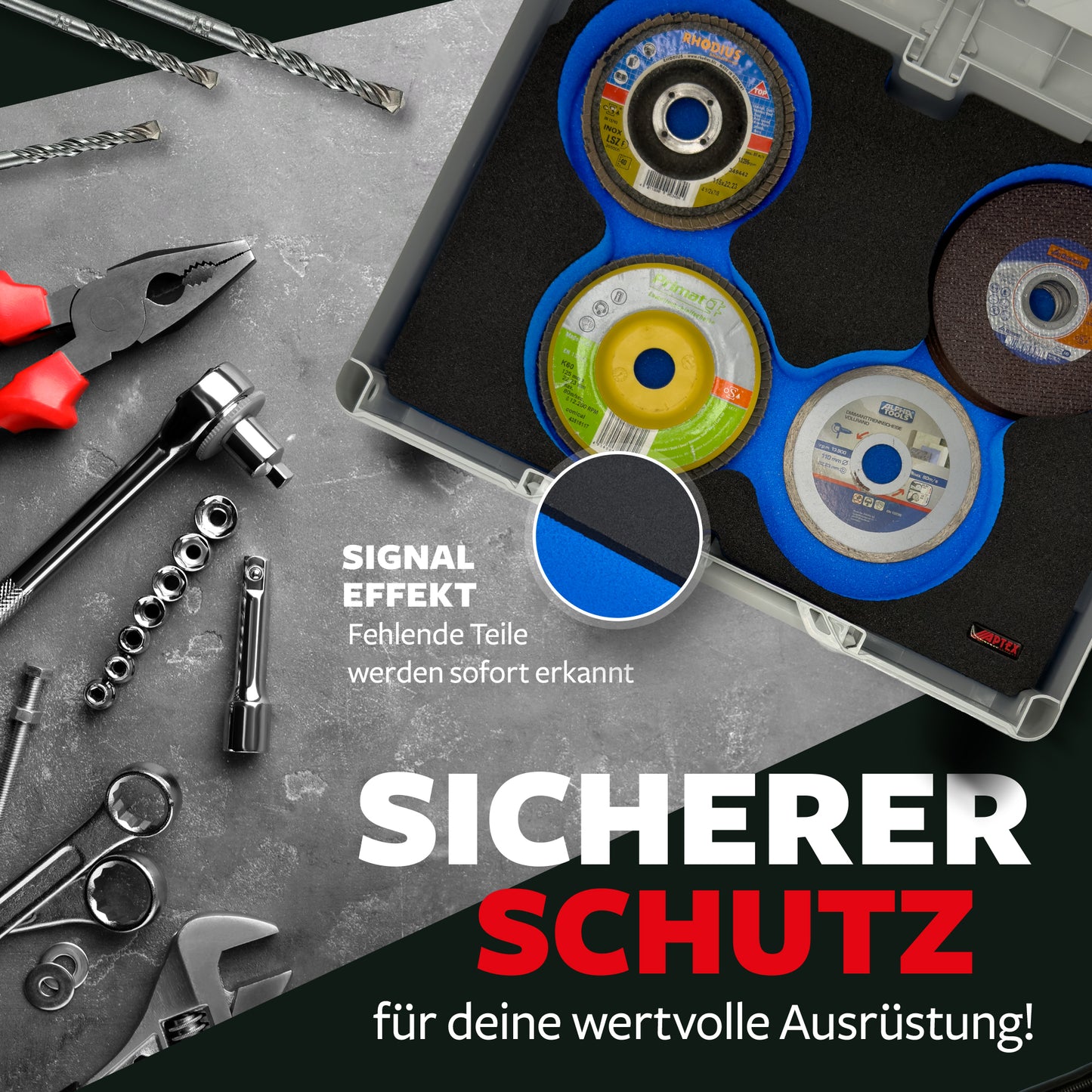 APTEX Einlage Trennscheiben für Systainer³ M – Schleifscheiben Schaumeinlage – Made in Germany