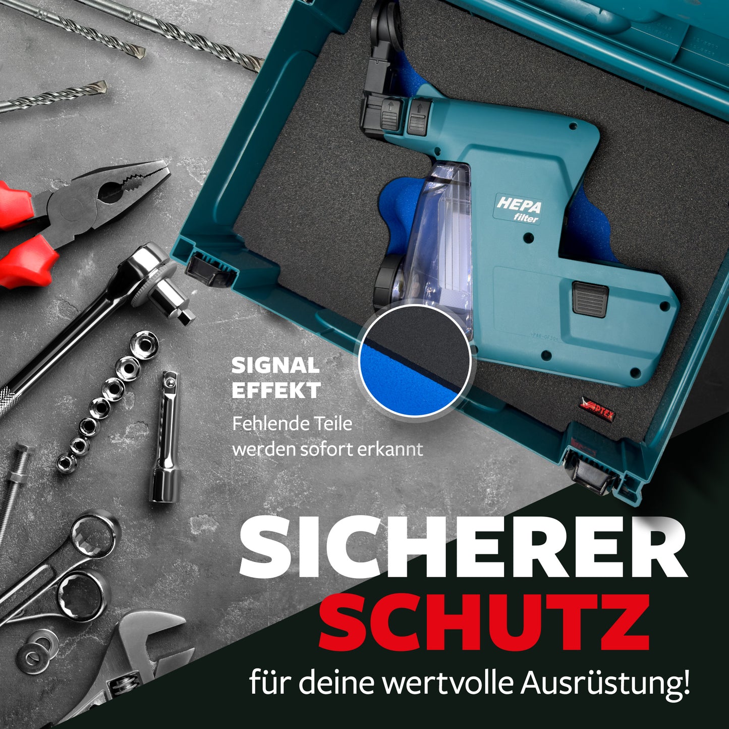 APTEX Makita DX 07 Einlage für MakPac Gr. 2 – Staubabsaugung Schaumeinlage – Made in Germany