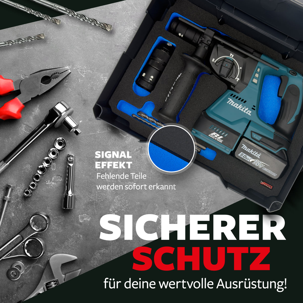 APTEX Makita DHR 243 Einlage für Systainer³ M – Akku-Bohrhammer Schaumeinlage – Made in Germany