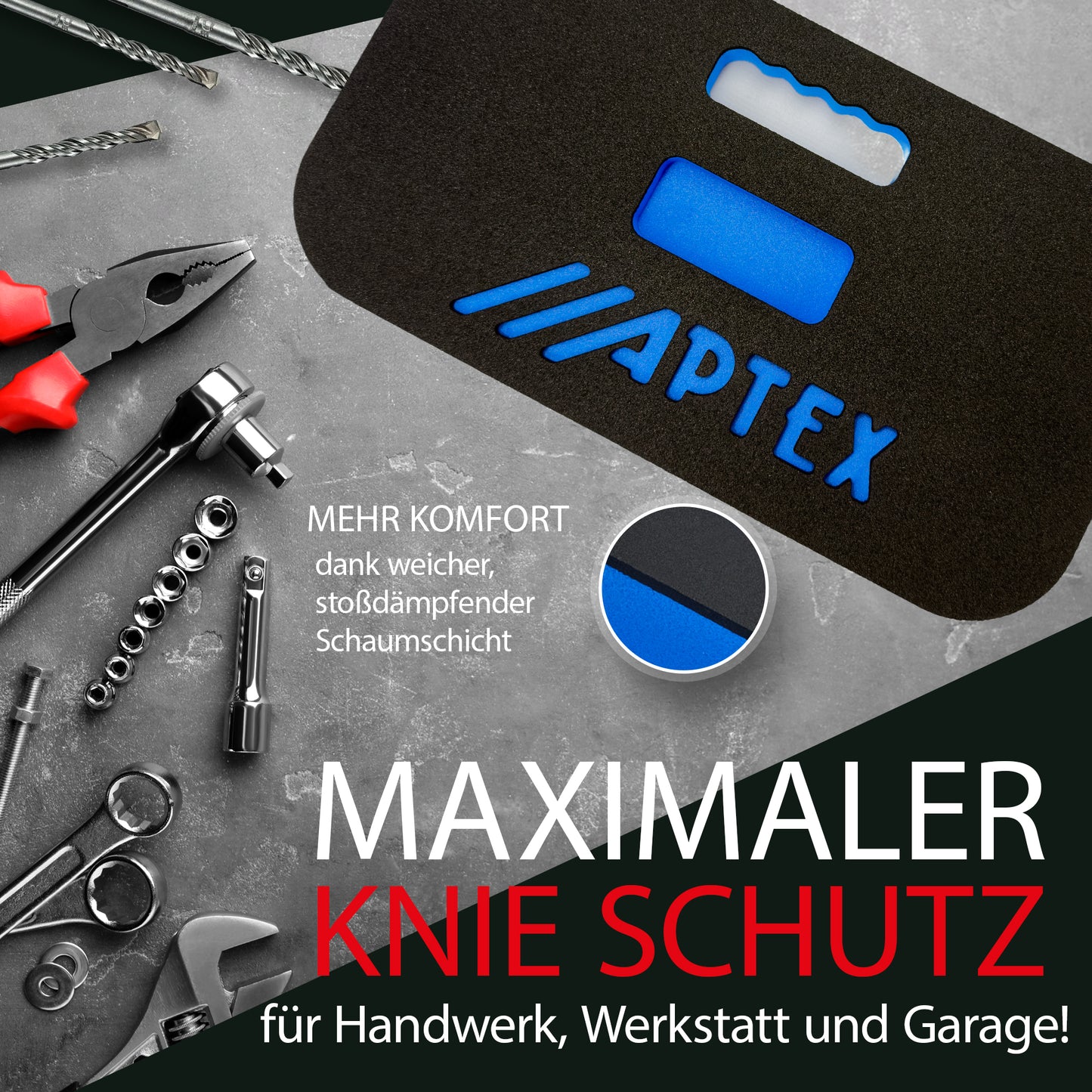APTEX Kniebrett aus PE-Schaum - Kniekissen für Werkstatt, Garten & Handwerk - Made in Germany