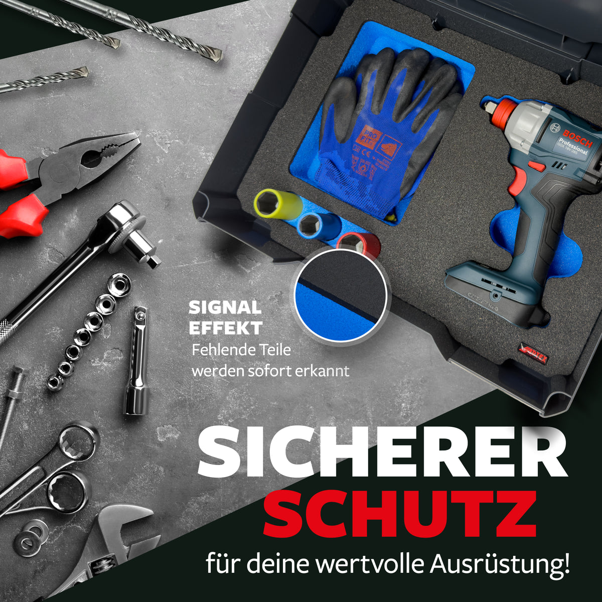 APTEX Bosch GDX 18V-285 Einlage für Systainer T-Loc 2 – Schlagschrauber Schaumeinlage – Made in Germany