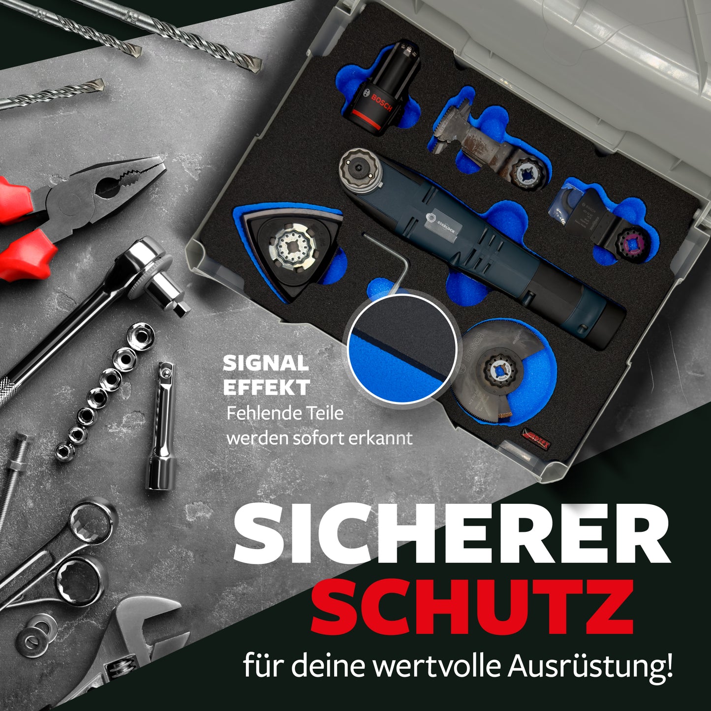 APTEX Bosch GOP 12V-28 Einlage für Systainer³ M – Multitool Schaumeinlage - Made in Germany