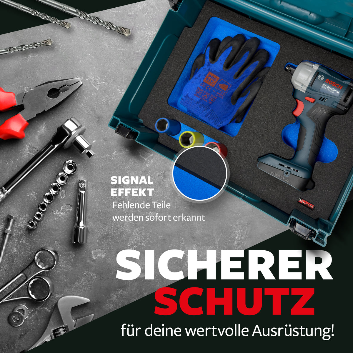 APTEX Bosch GDS 18V-350 Einlage für MakPac Gr.2 – Schlagschrauber Schaumeinlage – Made in Germany
