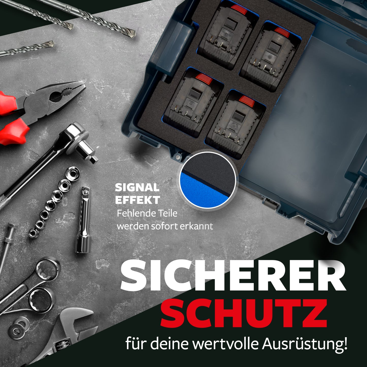 APTEX Bosch Akkus 18V ProCore 4.0Ah Einlage für Bosch L-Boxx – Schaumeinlage – Made in Germany