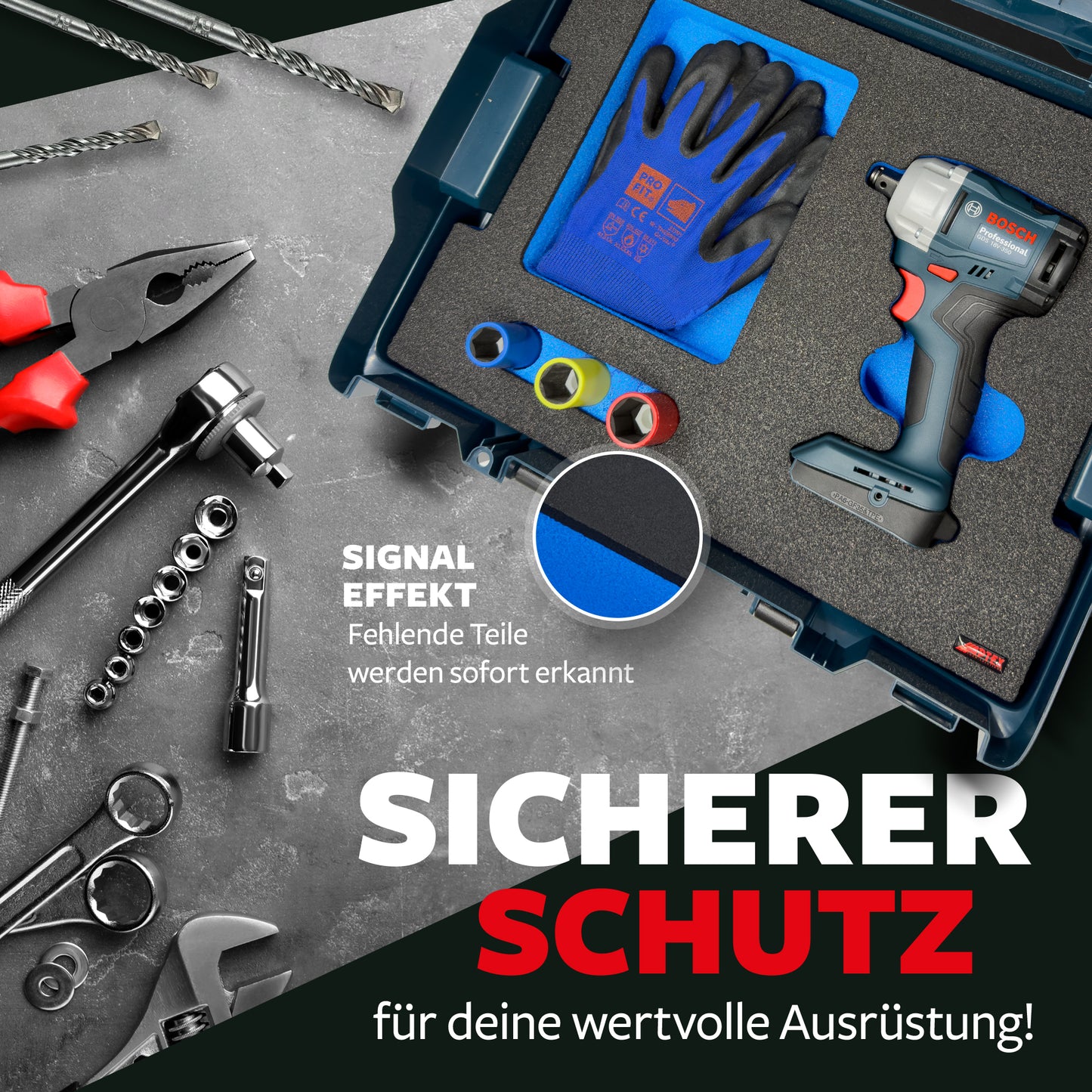 APTEX Bosch GDS 18V-350 Einlage für L-Boxx 136 – Schlagschrauber Schaumeinlage – Made in Germany