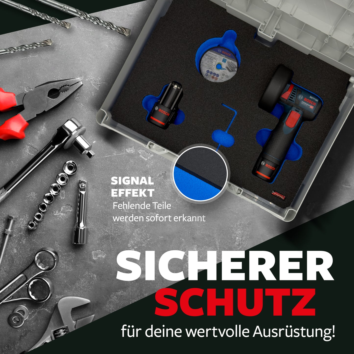 APTEX Bosch GWS 12V-76 Einlage für Systainer³ M – Winkelschleifer Schaumeinlage - Made in Germany