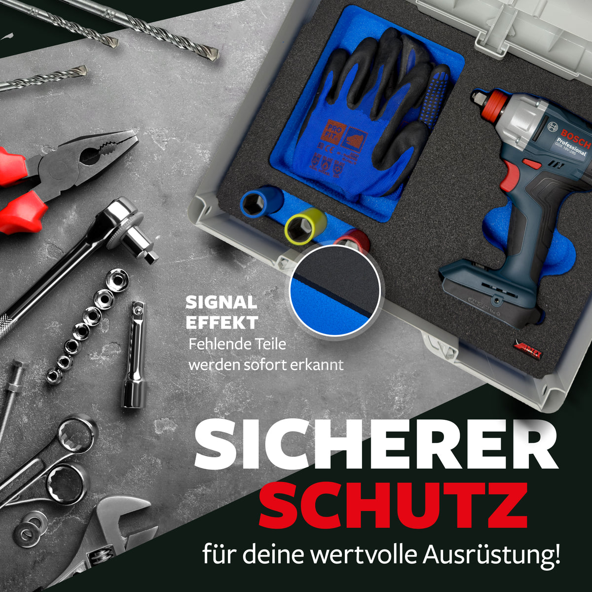 APTEX Bosch GDX 18V-285 Einlage für Systainer³ M – Schlagschrauber Schaumeinlage – Made in Germany
