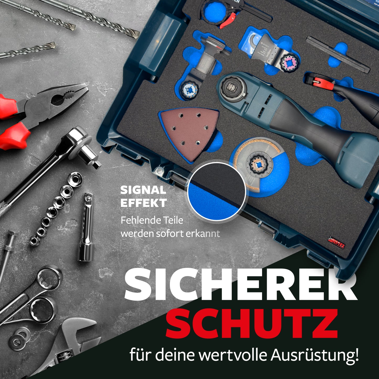 APTEX Bosch GOP 18V-34 Einlage für L-Boxx 136 – Multicutter Schaumeinlage – Made in Germany