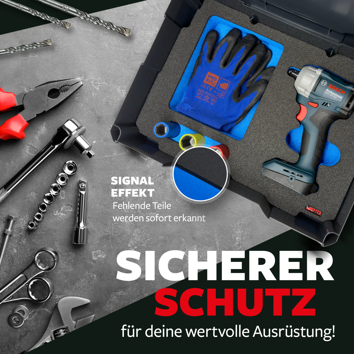 APTEX Bosch GDS 18V-350 Einlage für Systainer T-Loc 2 – Schlagschrauber Schaumeinlage – Made in Germany