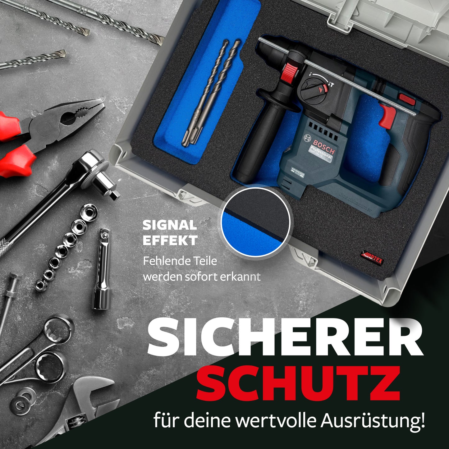APTEX Bosch GBH 18V-18 Einlage für Tanos Systainer³ M – Akku-Bohrhammer Schaumeinlage – Made in Germany