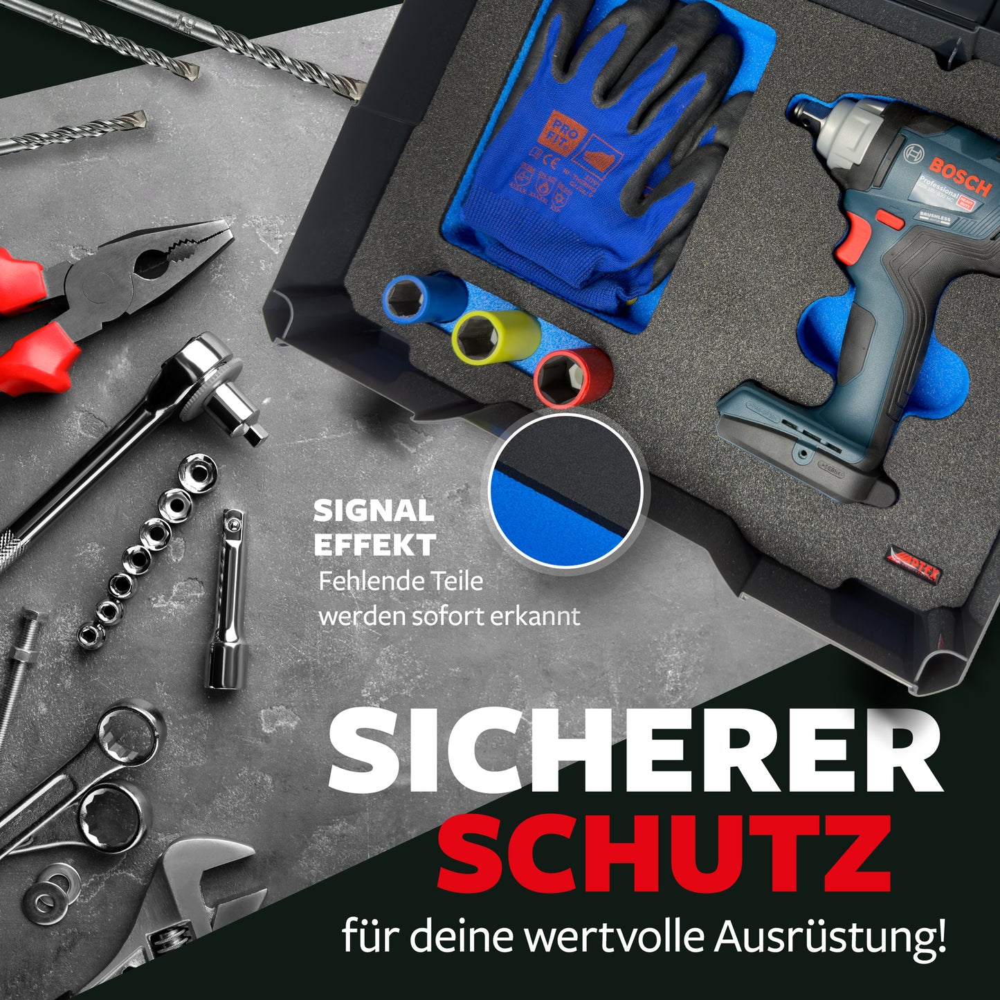 APTEX Bosch GDS 18V-330 HC Einlage für Tanos Systainer T-Loc 2 – Schlagschrauber Schaumeinlage – Made in Germany