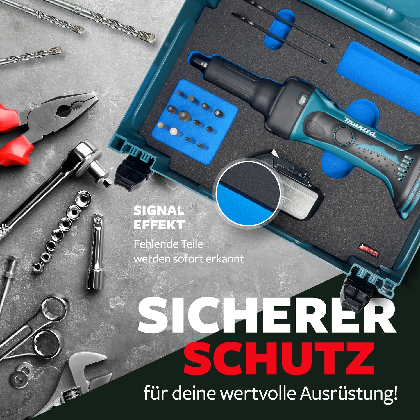 Schaumeinlage für den Makita Akku-Geradschleifer DGD800 für MakPac Gr. 2-3