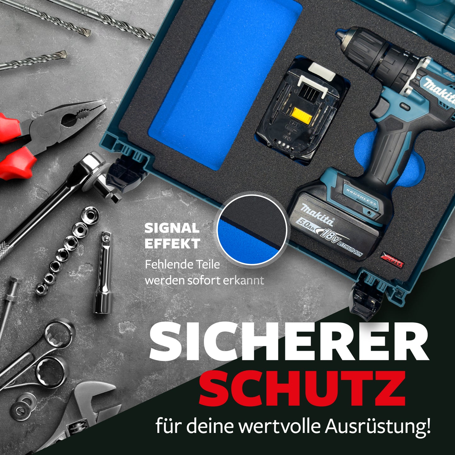 Schaumeinlage für den Makita Akku-Schlagbohrschrauber DHP 487 für MakPac Gr. 1-2