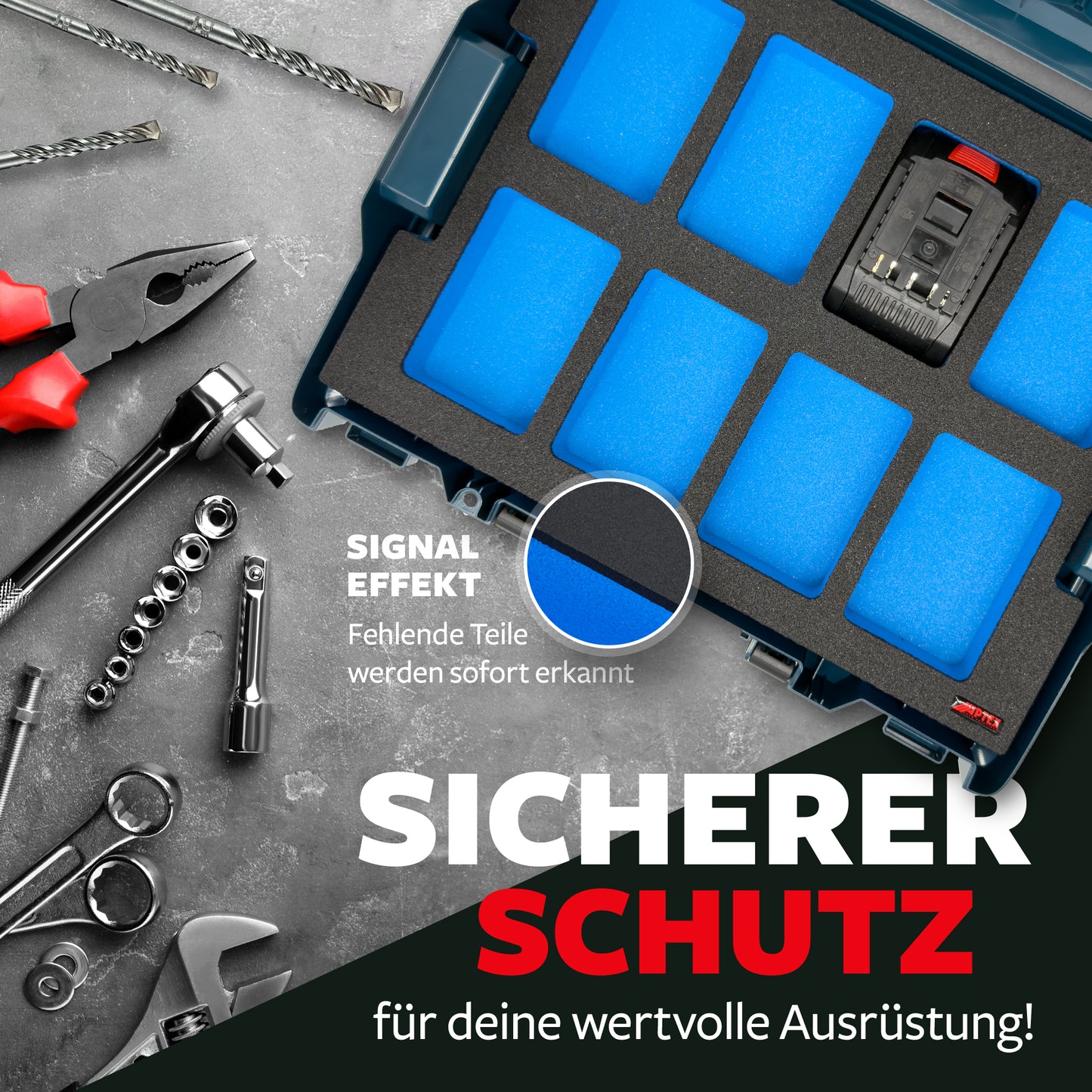 APTEX Bosch 8x ProCore 18V 4.0Ah Einlage für L-Boxx 102, 136 – Akku Schaumeinlage – Made in Germany