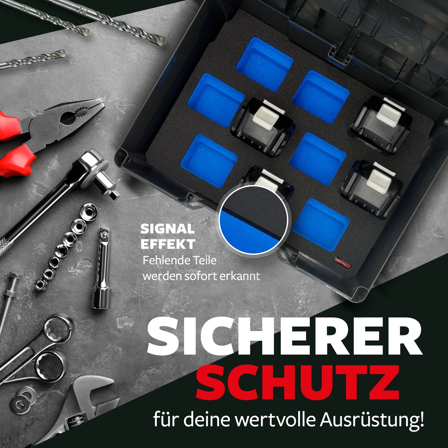 APTEX Makita Akku 18V Einlage für Systainer³ M – Akku-Schaumeinlage – Made in Germany