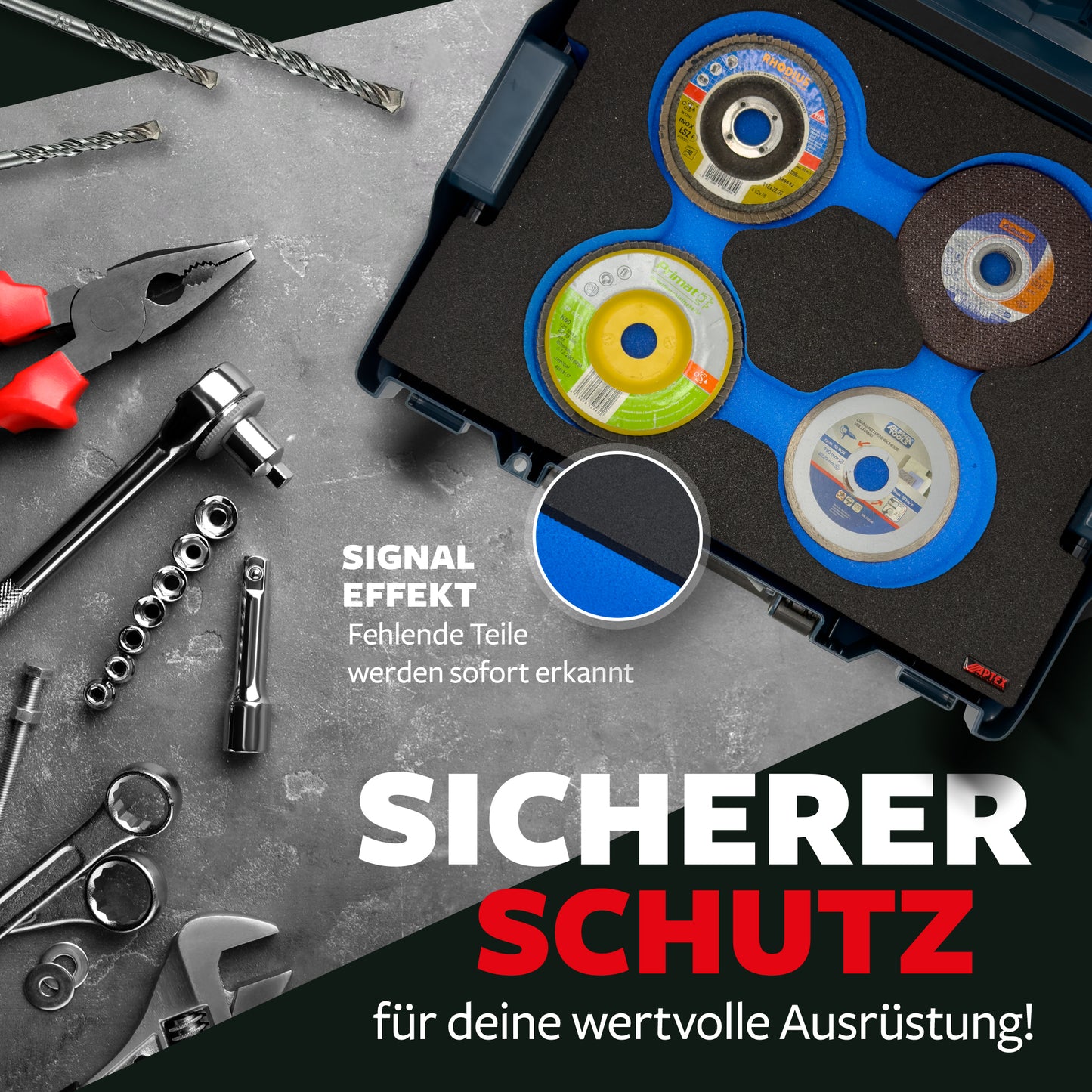APTEX Einlage Trennscheiben für L-Boxx – Schleifscheiben Schaumeinlage – Made in Germany