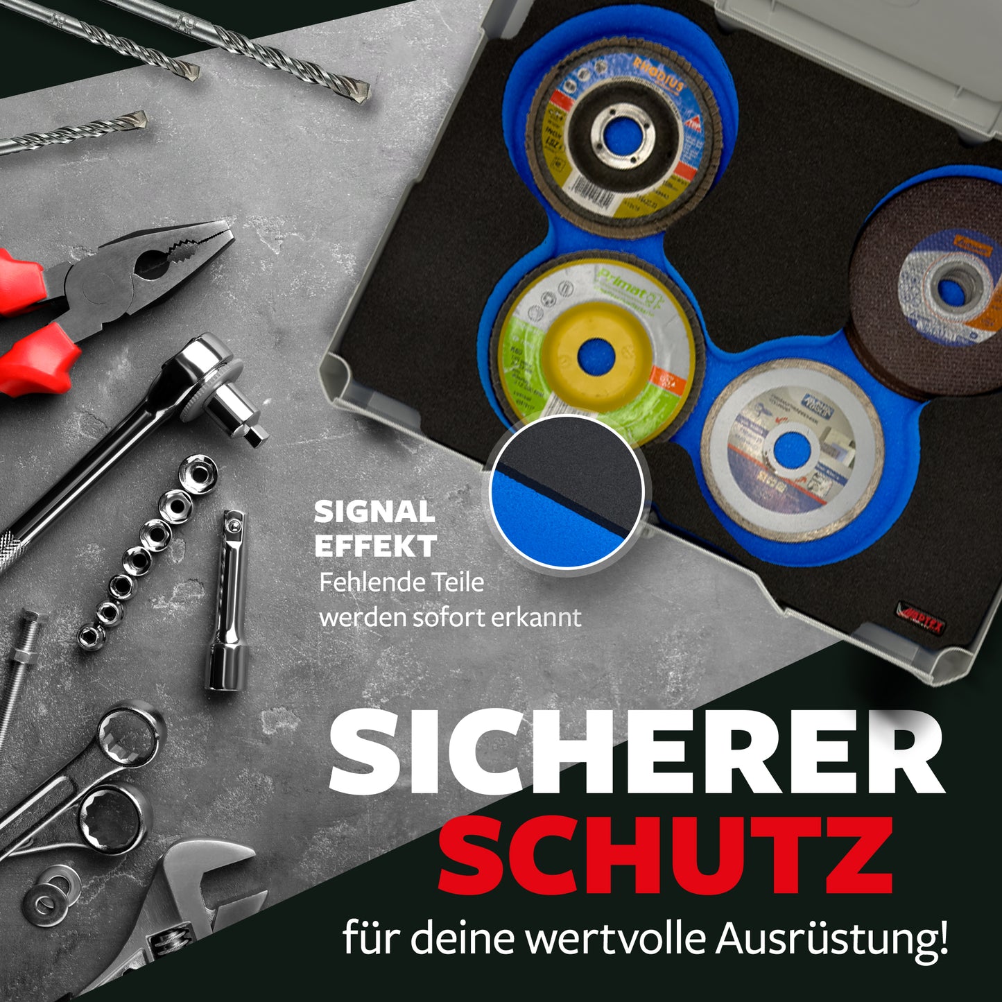 APTEX Einlage Trennscheiben für Systainer T-Loc – Schleifscheiben Schaumeinlage – Made in Germany