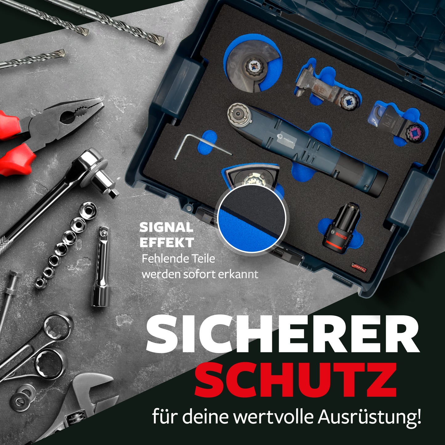 APTEX Bosch GOP 12V-28 Einlage für L-Boxx 136 – Multitool Schaumeinlage - Made in Germany