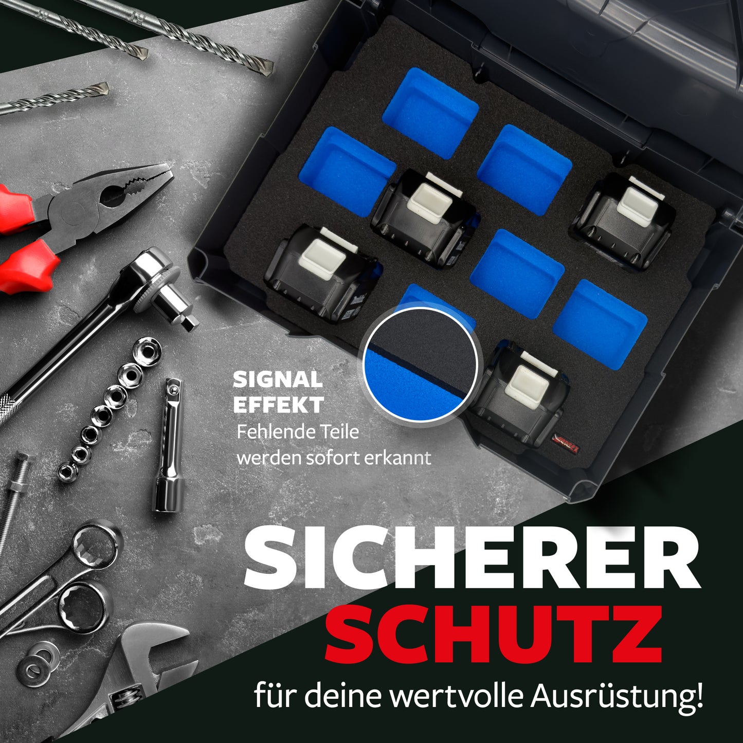 APTEX Makita Akku 18V Einlage für Systainer T-Loc 2 – Akku-Schaumeinlage – Made in Germany