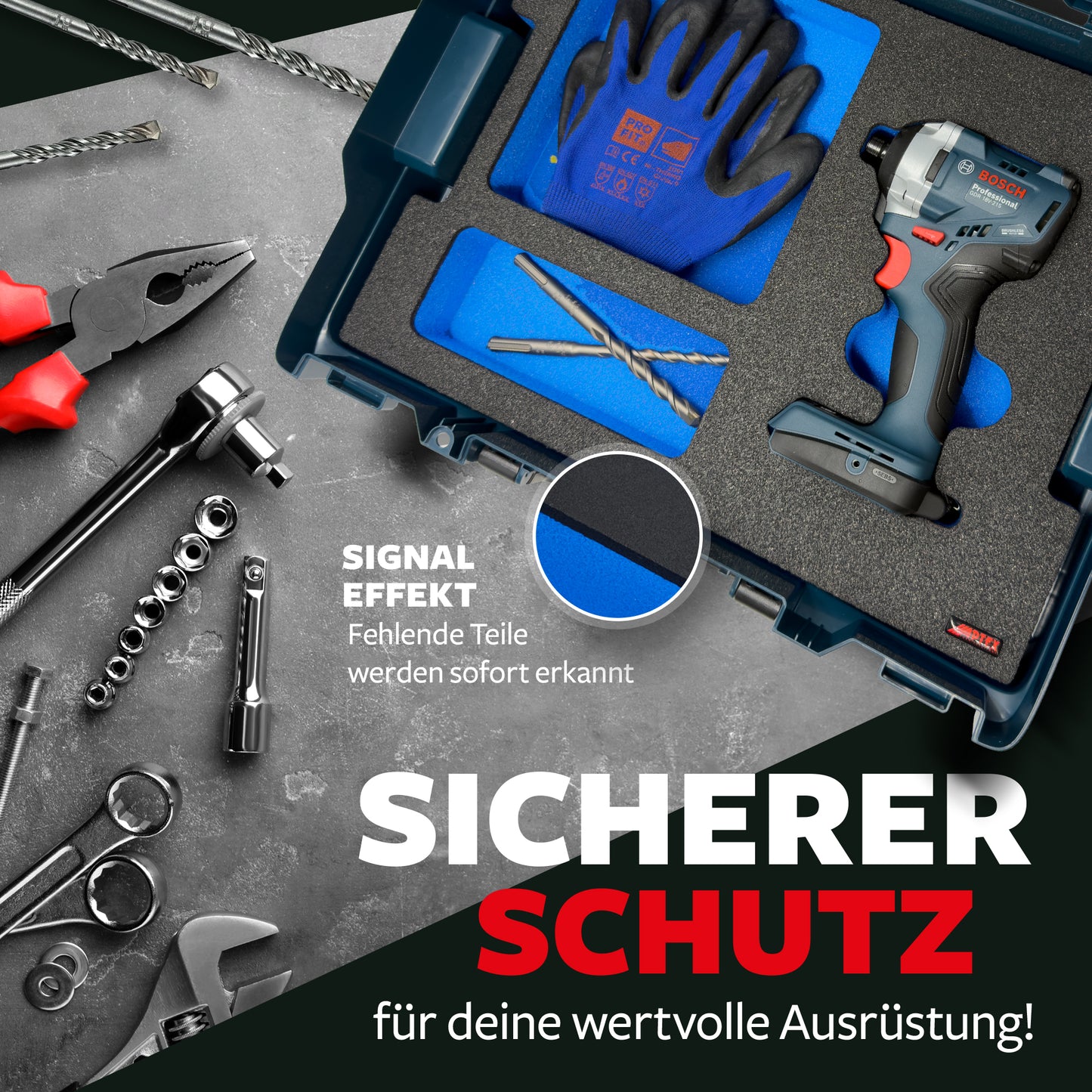 APTEX Bosch GDR 18V-215 Einlage für L-Boxx 136 – Schlagschrauber Schaumeinlage – Made in Germany