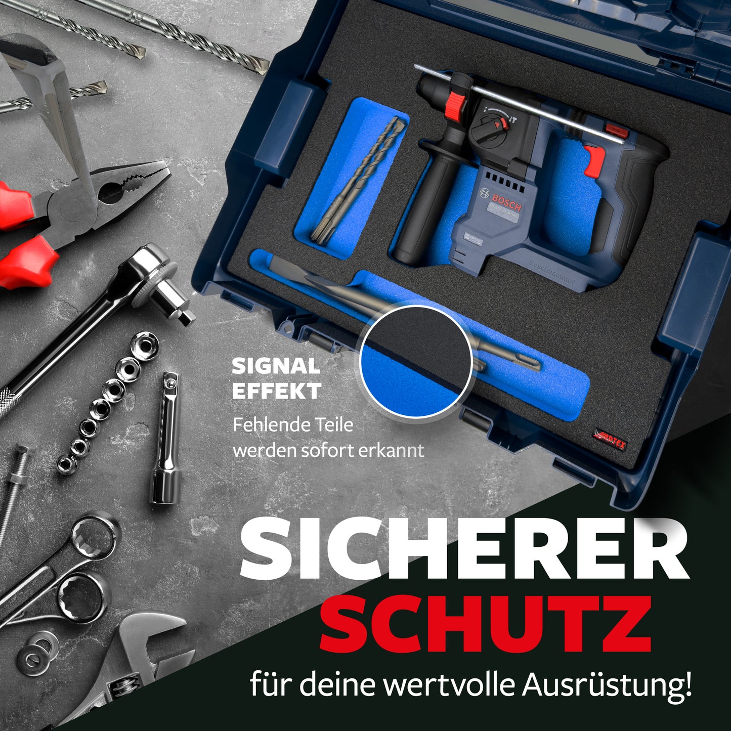 APTEX Bosch GBH 18V-18 Einlage für L-Boxx 136 – Akku-Bohrhammer Schaumeinlage – Made in Germany