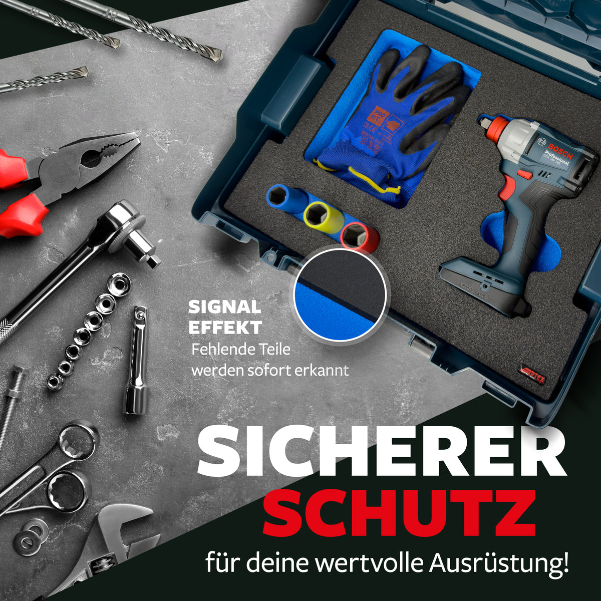 APTEX Bosch GDX 18V-285 Einlage für L-Boxx 136 – Schlagschrauber Schaumeinlage – Made in Germany
