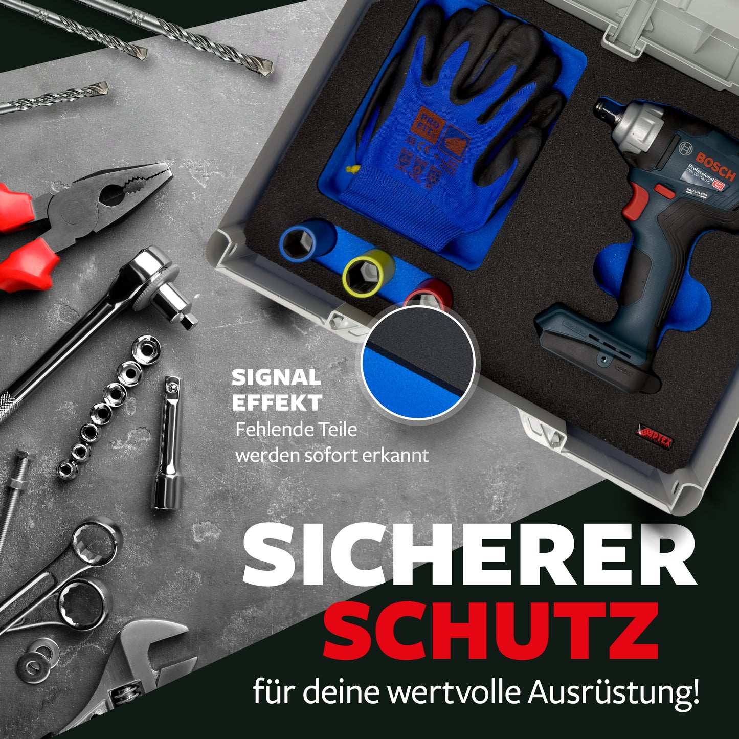 APTEX Bosch GDS 18V-330 HC Einlage für Tanos Systainer³ M – Schlagschrauber Schaumeinlage – Made in Germany