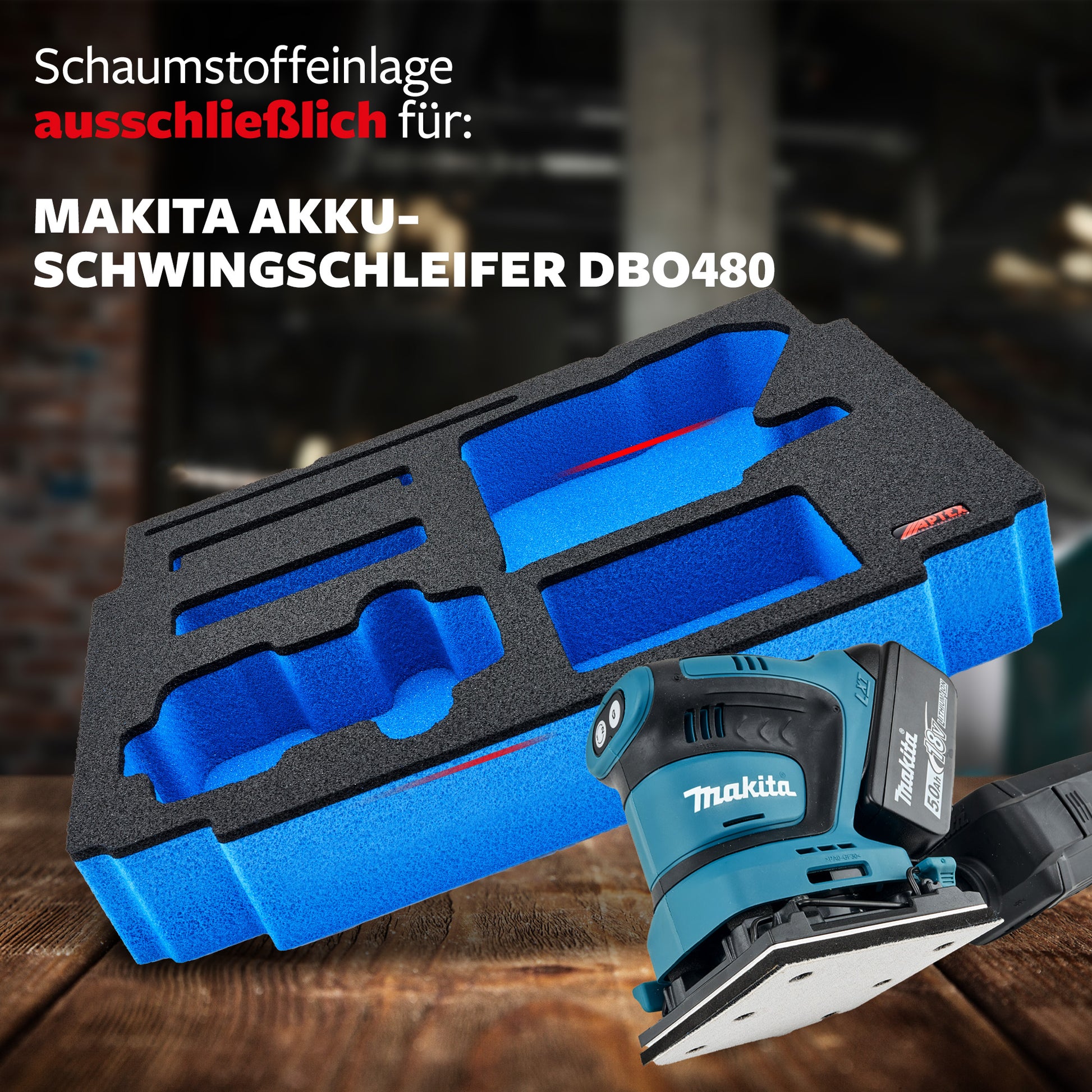 Schaumeinlage für Makita Akku-Schwingschleifer DBO 480-482 für MakPac Gr. 2-3.