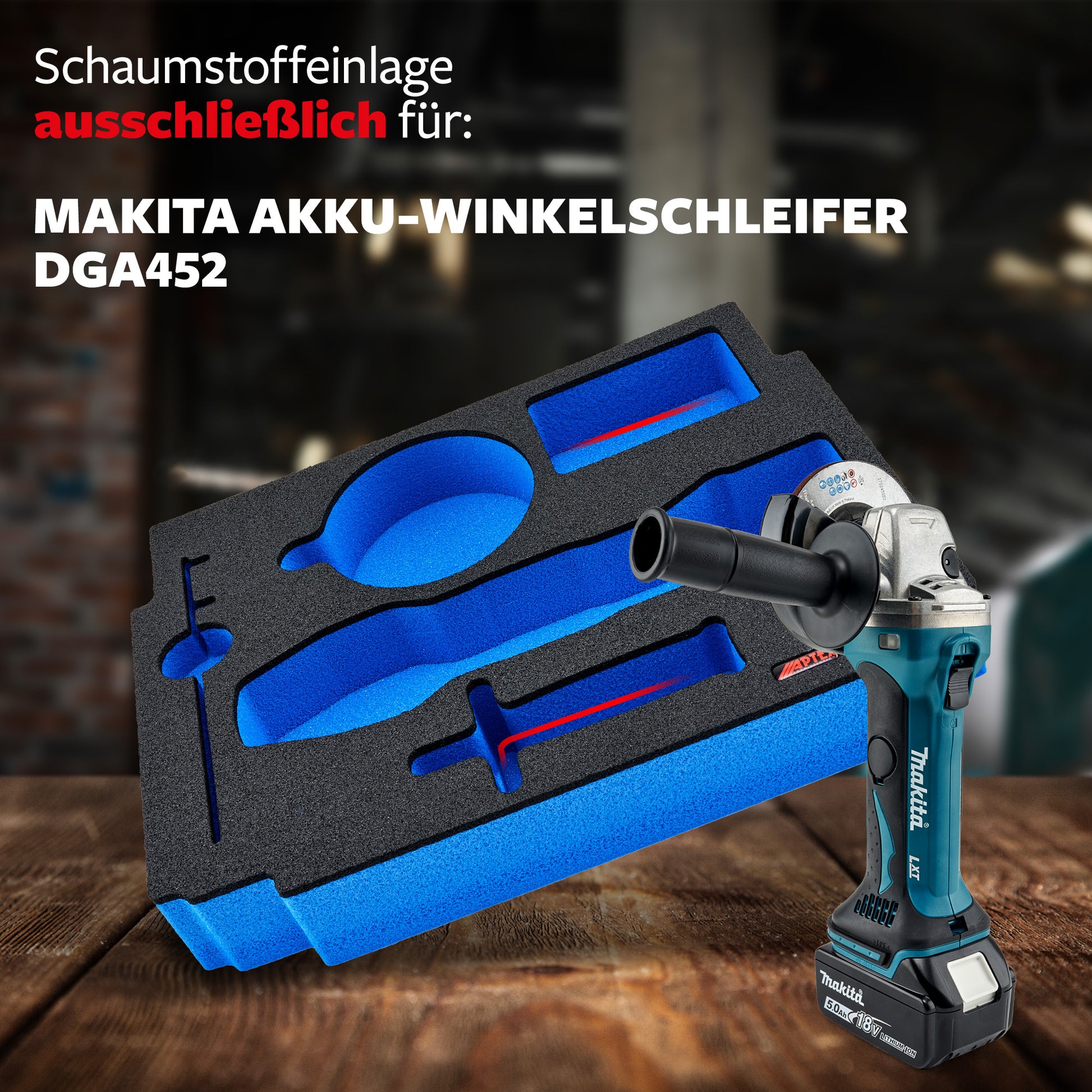 Schaumeinlage für Makita Akku-Winkelschleifer DGA 452 für MakPac Gr. 2-3.