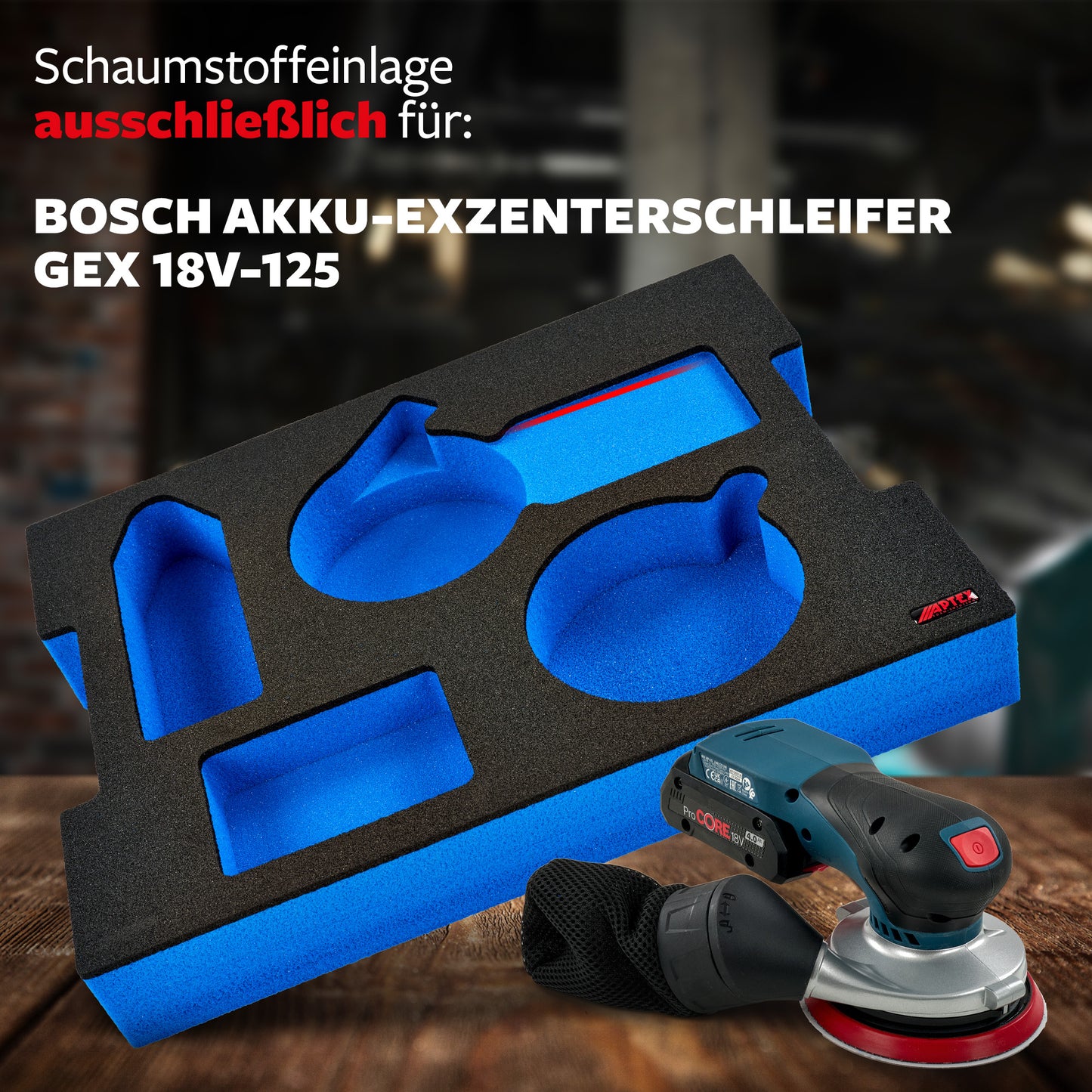 Schaumeinlage für Bosch Akku-Exzenterschleifer GEX 18V-125 für neue Bosch L-Boxx 136.