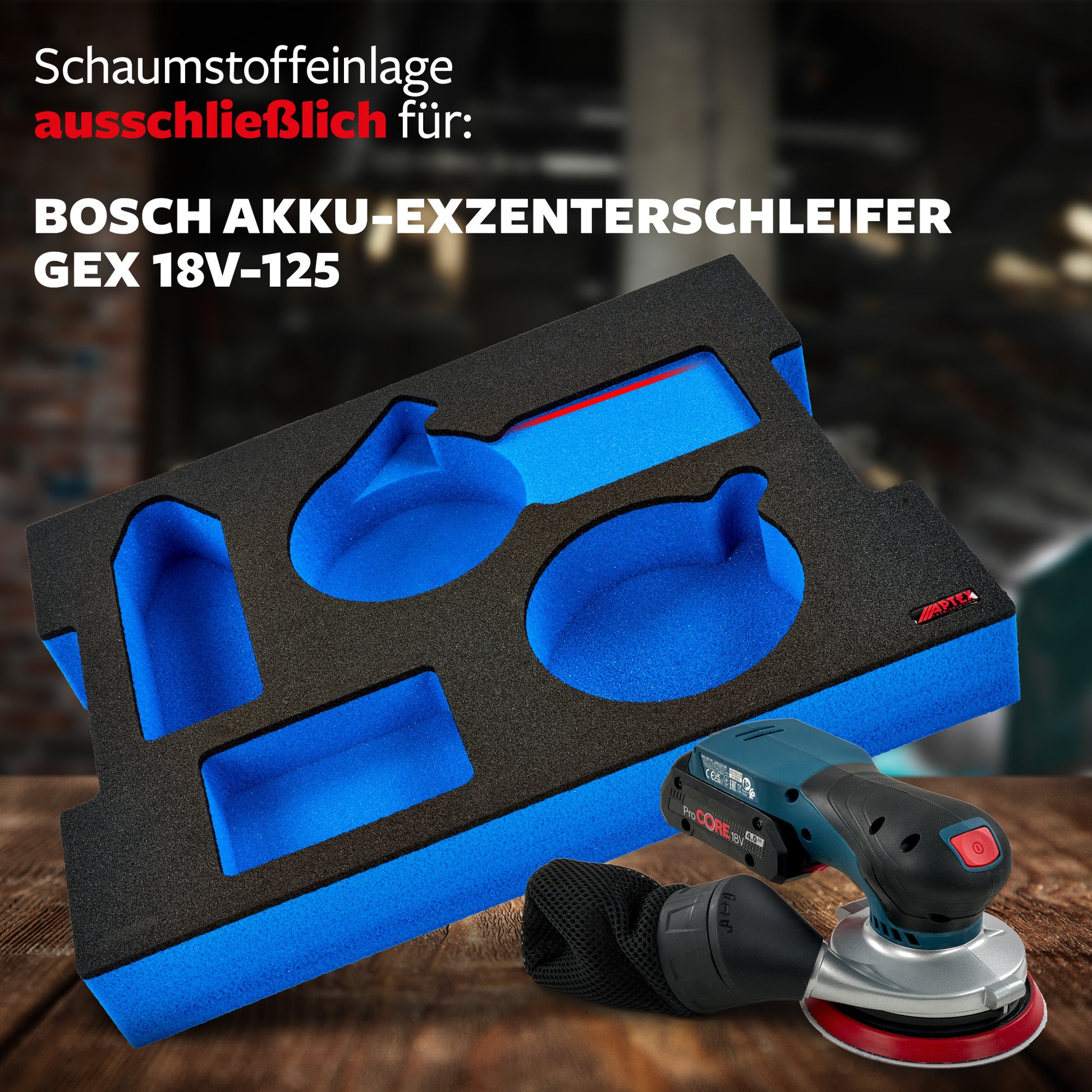 Schaumeinlage für Bosch Akku-Exzenterschleifer GEX 18V-125 für neue Bosch L-Boxx 136.