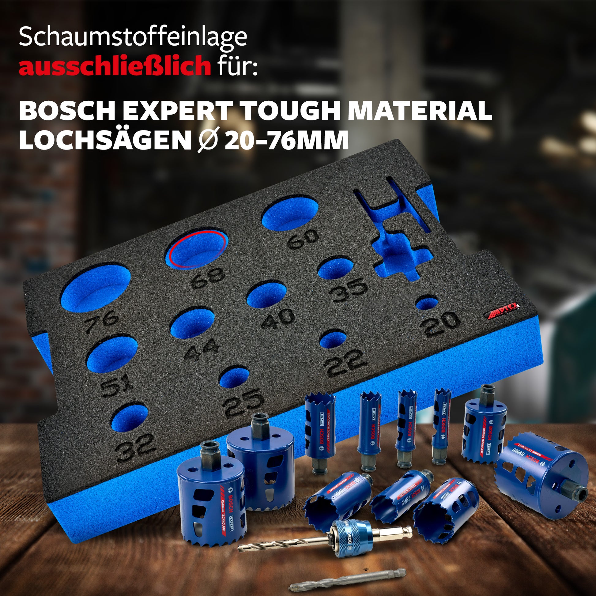 Schaumeinlage für Bosch Expert Lochsägen 20-76mm für neue Bosch L-Boxx 136.
