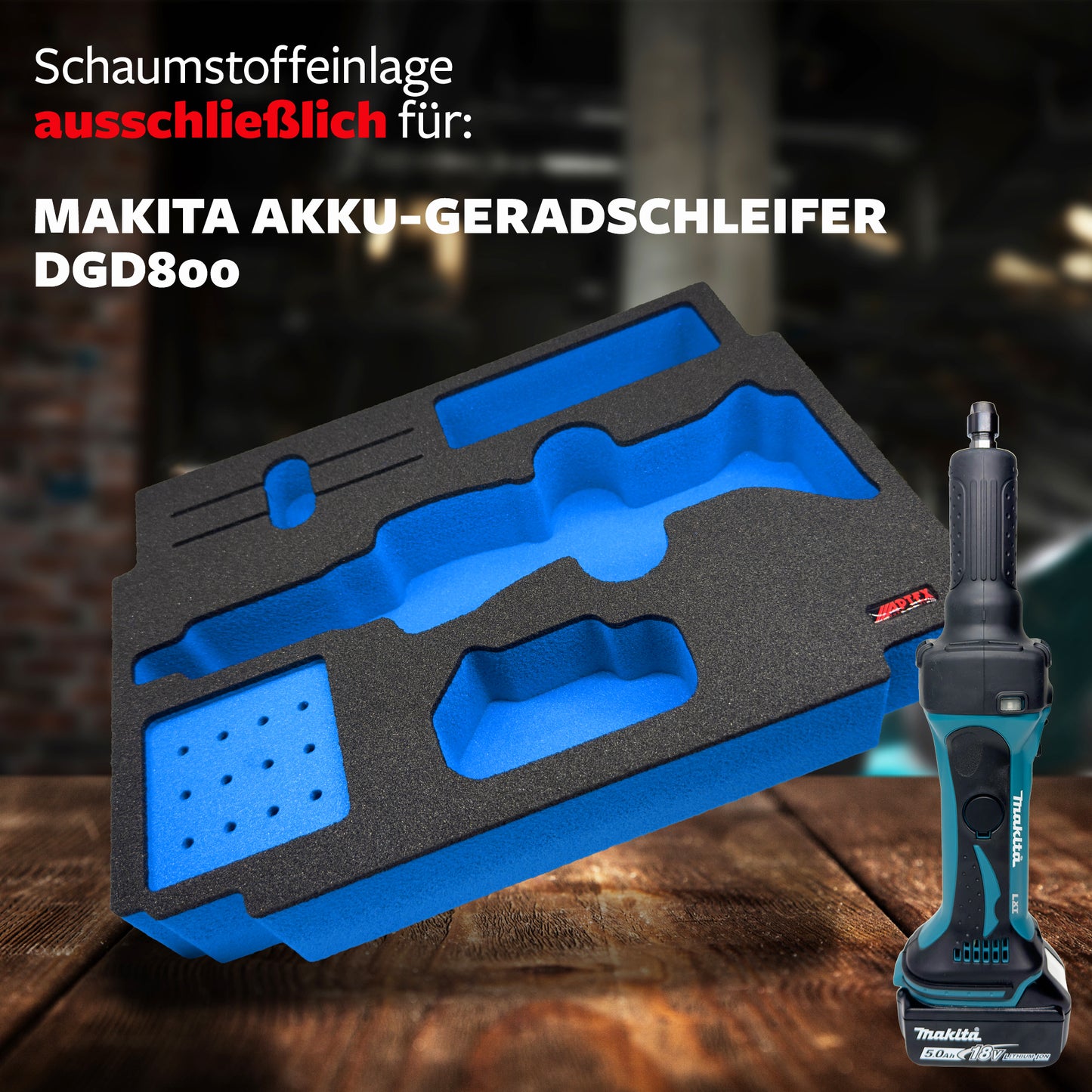 Schaumeinlage für den Makita Akku-Geradschleifer DGD800 für MakPac Gr. 2-3