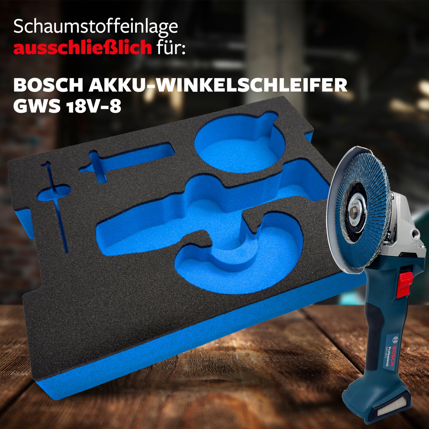 APTEX Bosch GWS 18V-8 Einlage für L-Boxx 136 – Winkelschleifer Schaumeinlage – Made in Germany