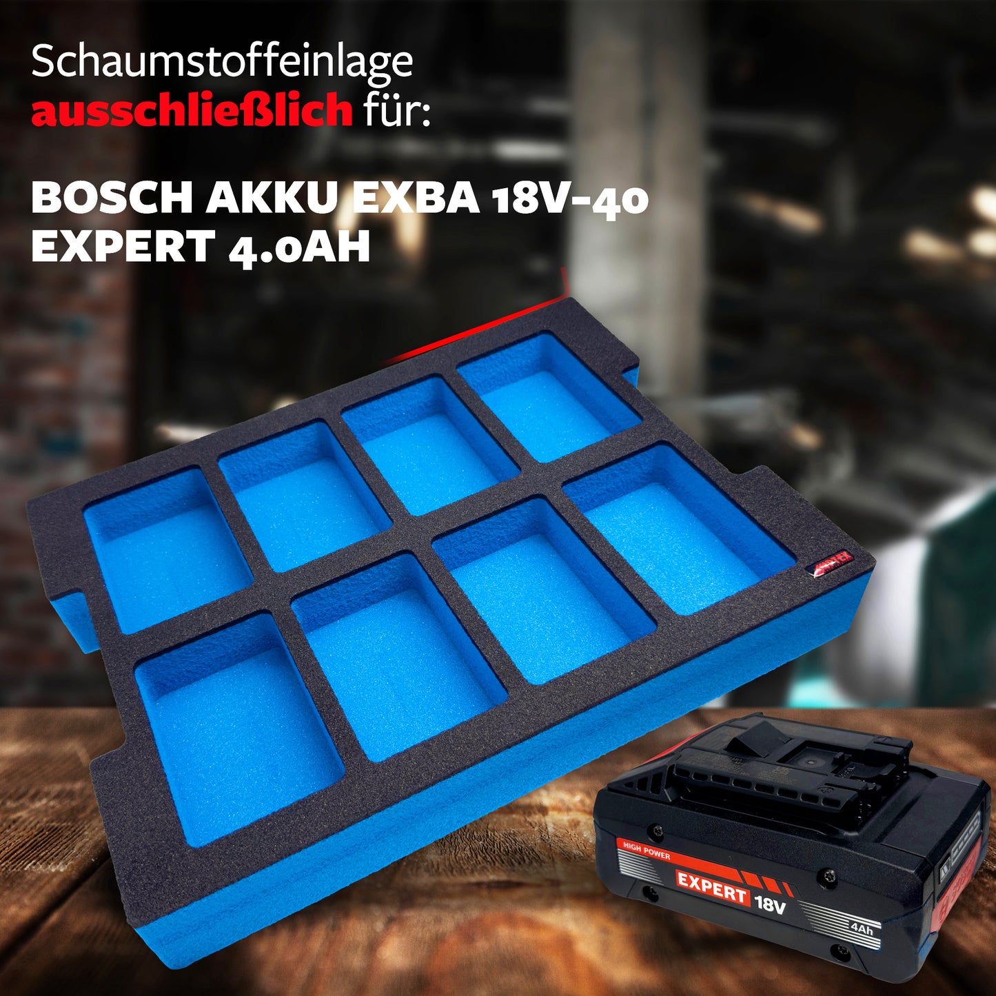 APTEX Bosch Expert Akkus 18V Einlage für L-Boxx – Akku Schaumeinlage – Made in Germany