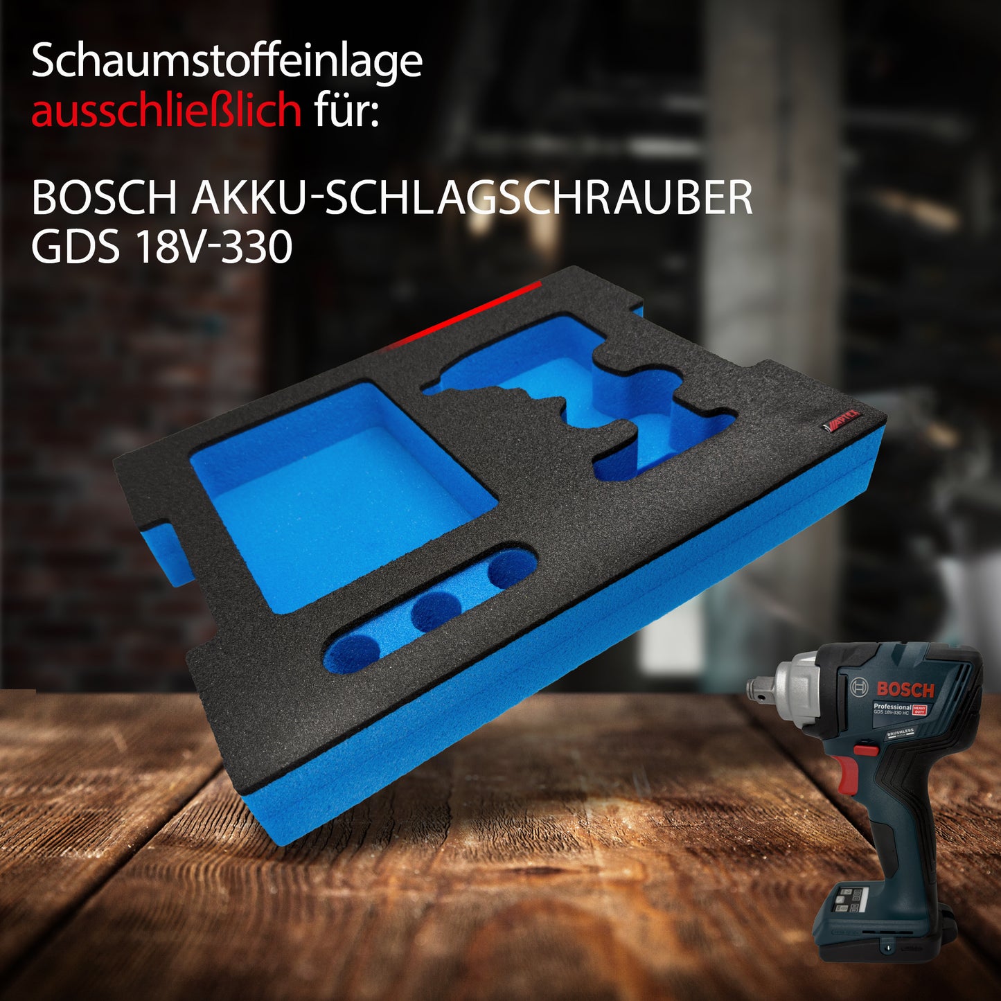 APTEX Bosch GDS 18V-330 HC Einlage für L-Boxx 136 – Schlagschrauber Schaumeinlage – Made in Germany