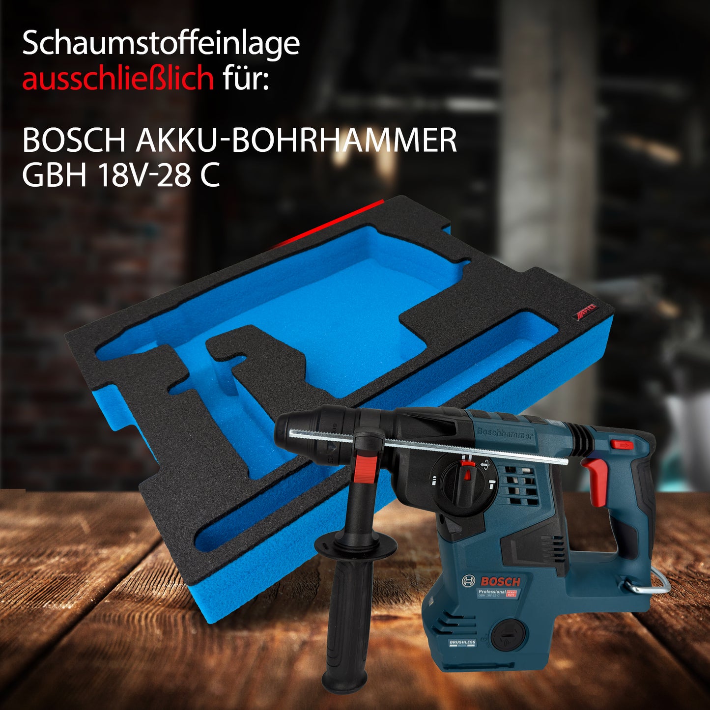 APTEX Bosch GBH 18V-28 Einlage für L-Boxx 136 – Akku-Bohrhammer Schaumeinlage – Made in Germany