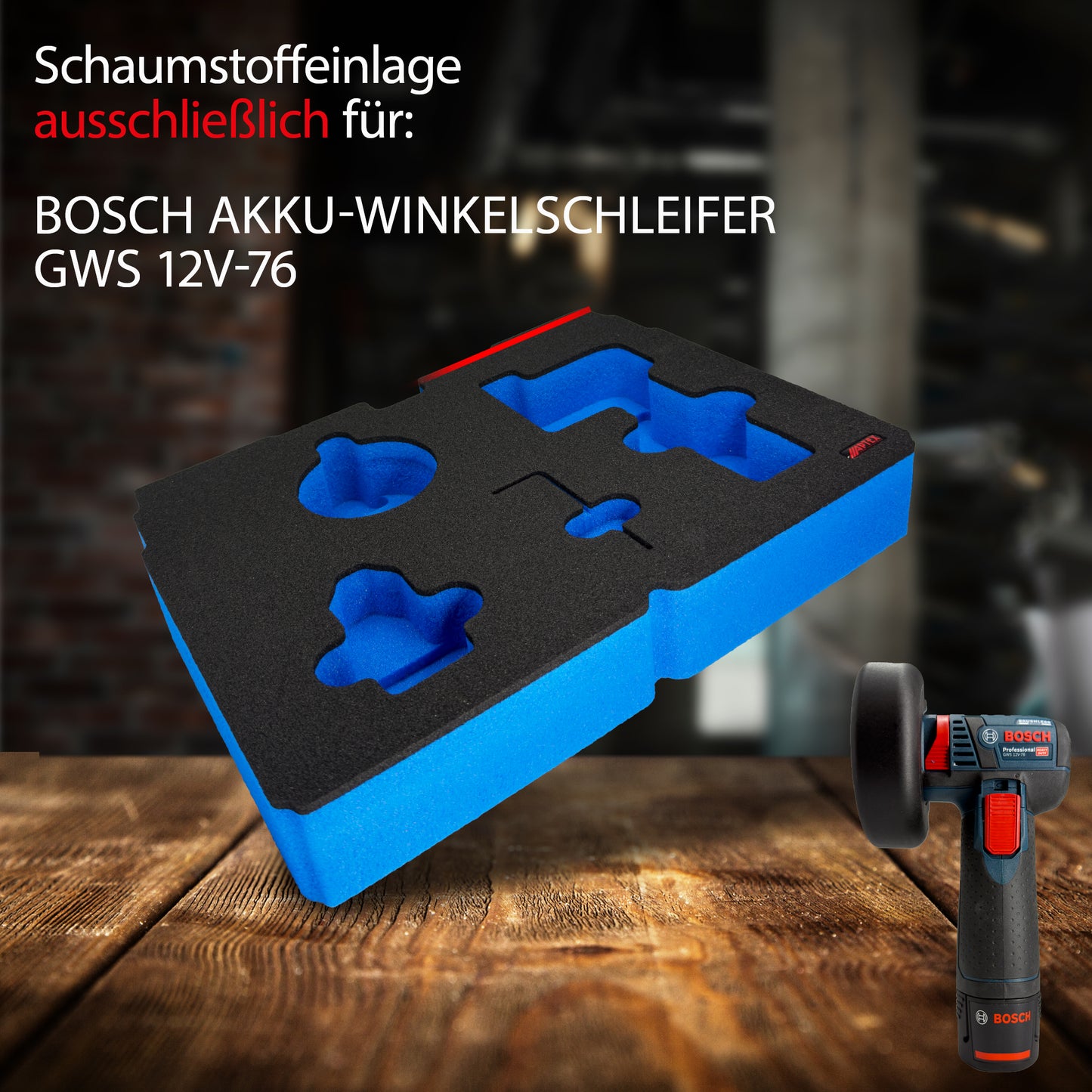 APTEX Bosch GWS 12V-76 Einlage für Systainer³ M – Winkelschleifer Schaumeinlage - Made in Germany
