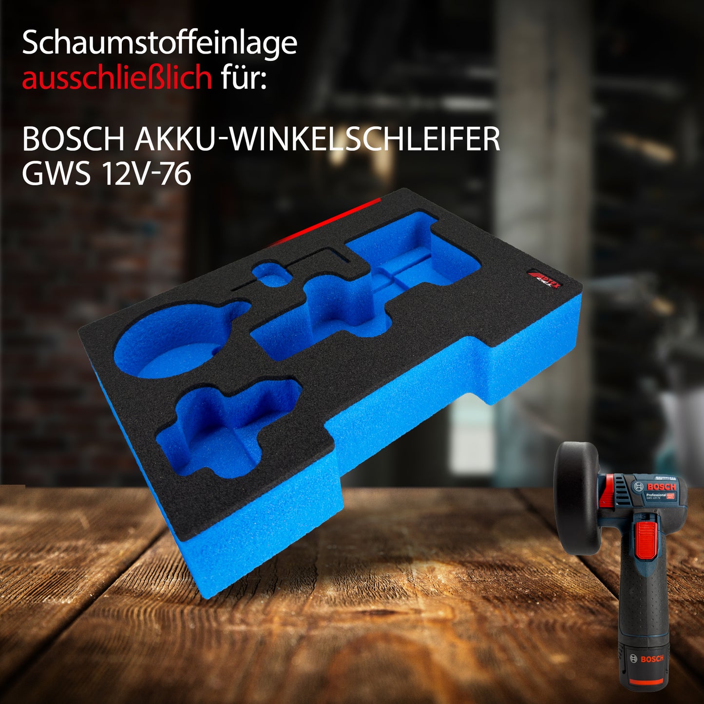 APTEX Bosch GWS 12V-76 Einlage für L-Boxx – Winkelschleifer Schaumeinlage - Made in Germany