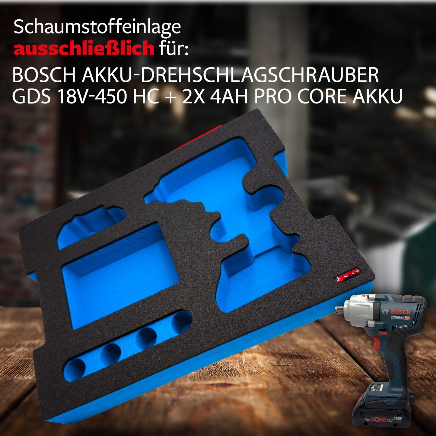 APTEX Bosch GDS 18V-450 HC Einlage für L-Boxx 136 – Schlagschrauber Schaumeinlage – Made in Germany