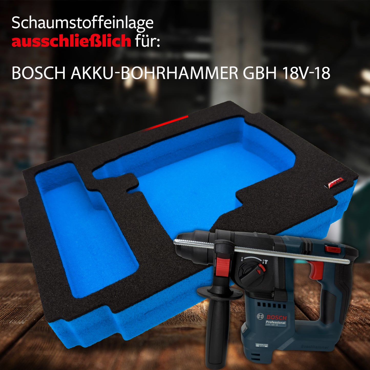 APTEX Bosch GBH 18V-18 Einlage für Makita MakPac Gr. 2 – Akku-Bohrhammer Schaumeinlage – Made in Germany