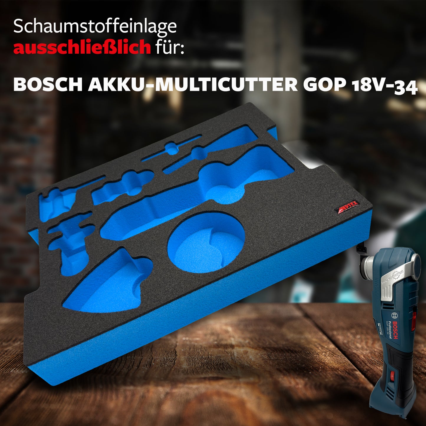 APTEX Bosch GOP 18V-34 Einlage für L-Boxx 136 – Multicutter Schaumeinlage – Made in Germany
